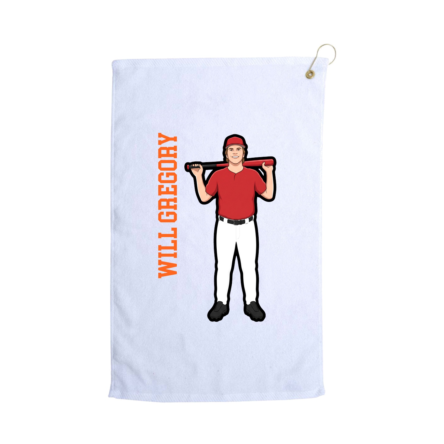 Golf Towel — Name Vertical in White
