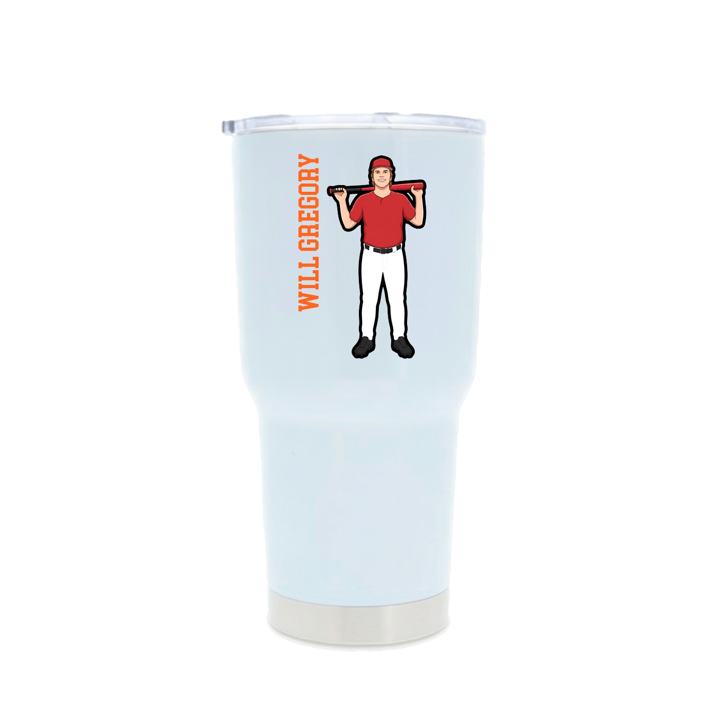 30oz Stainless Steel Tumbler — Name Vertical in White