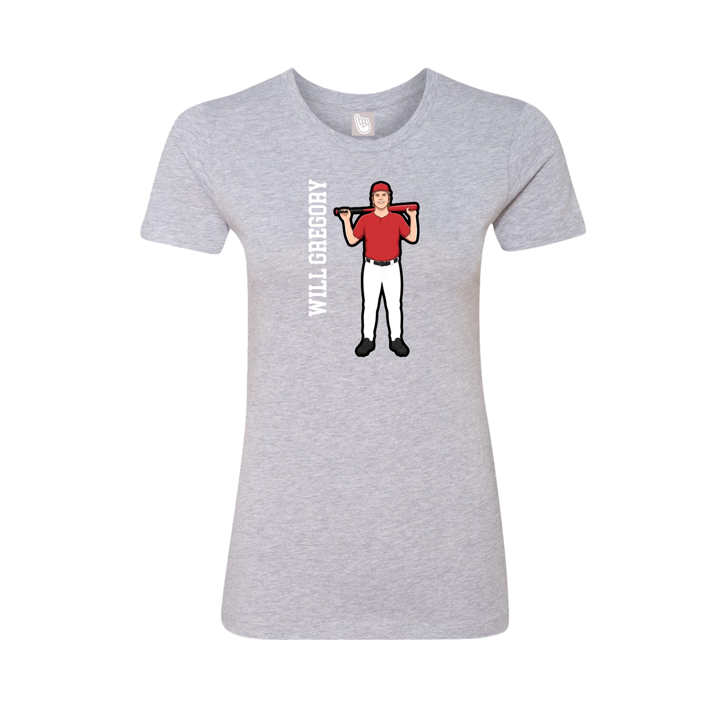 Fitted Women's Tee — Name Vertical in Grey