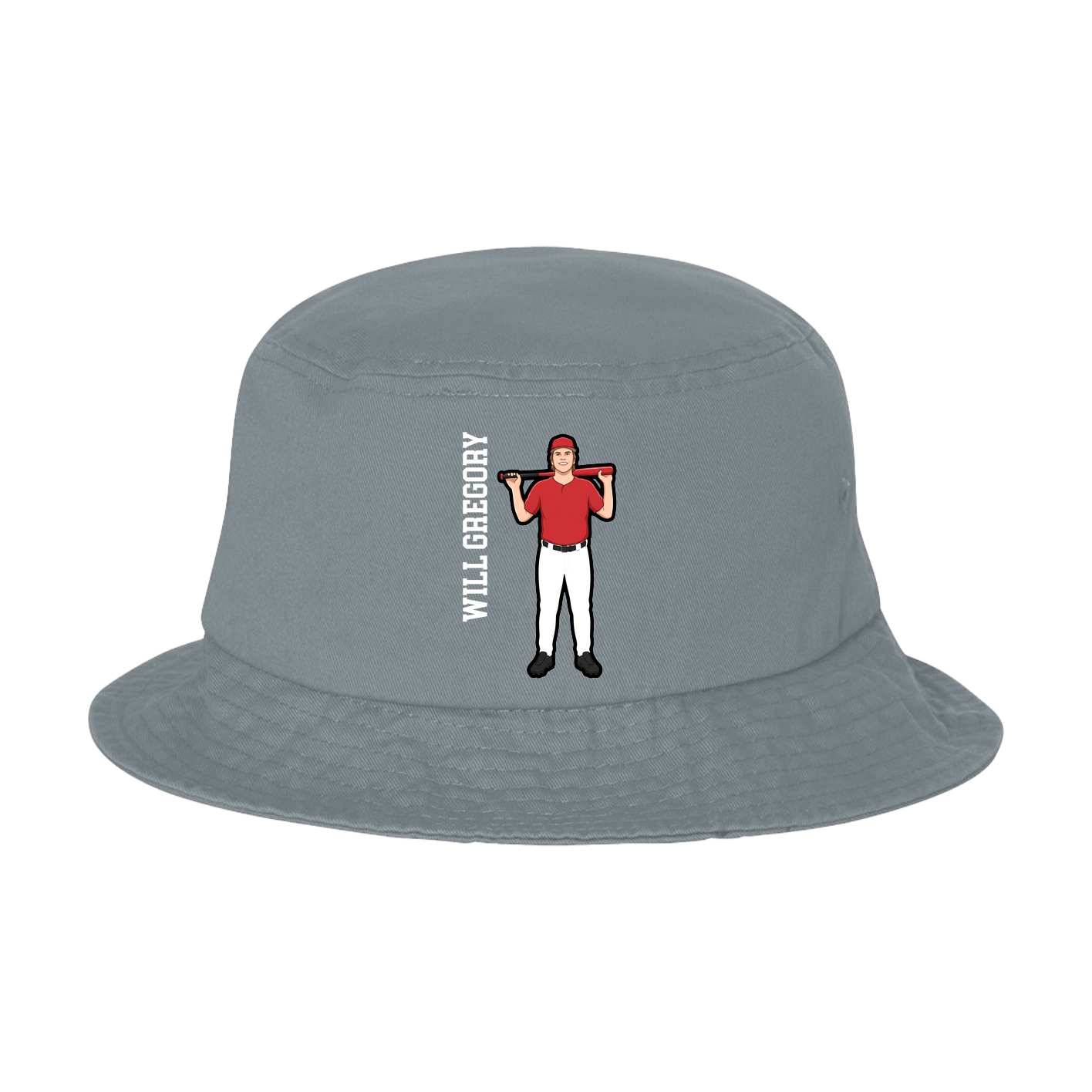 Bucket Cap — Name Vertical in Grey