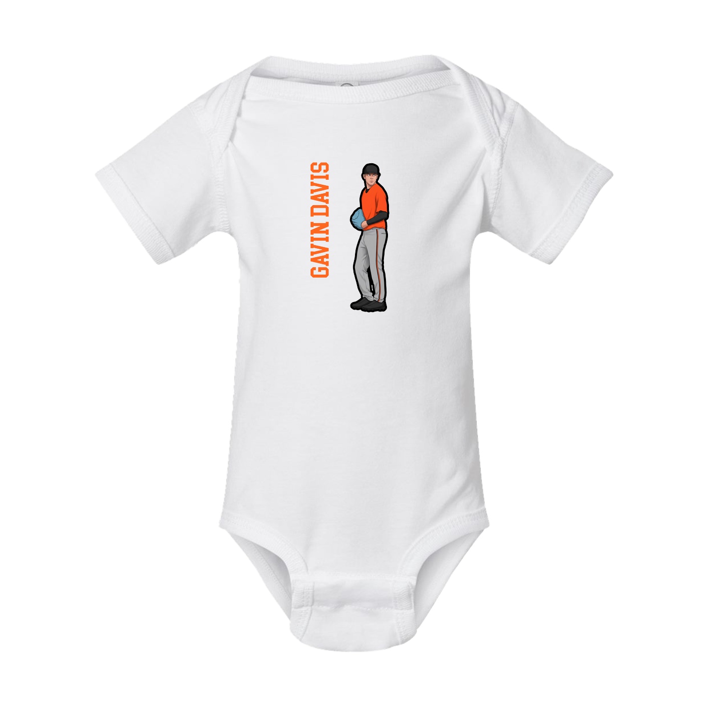 Baby Onesie — Name Vertical in White