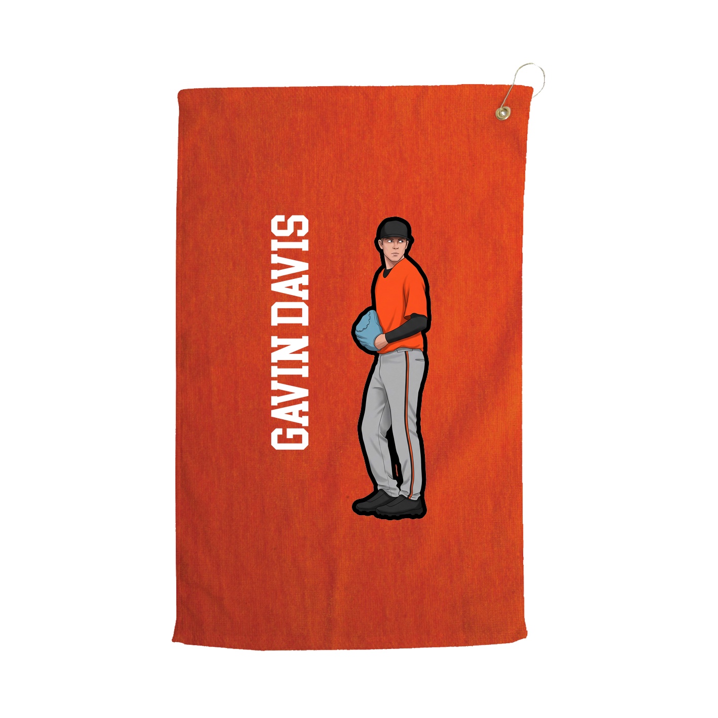 Golf Towel — Name Vertical in Orange