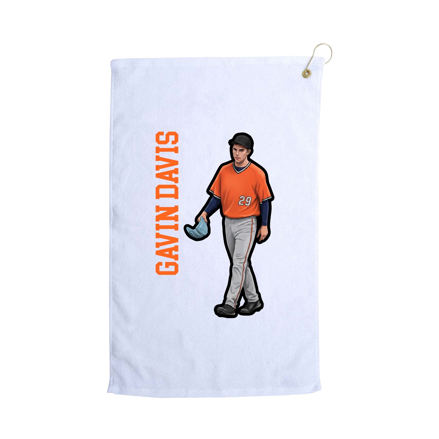 Golf Towel — Name Vertical in White