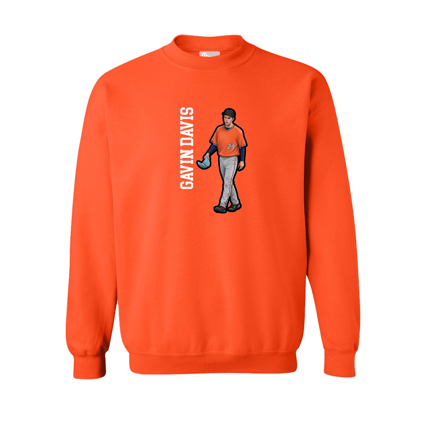 Fleece Crew — Name Vertical in Orange