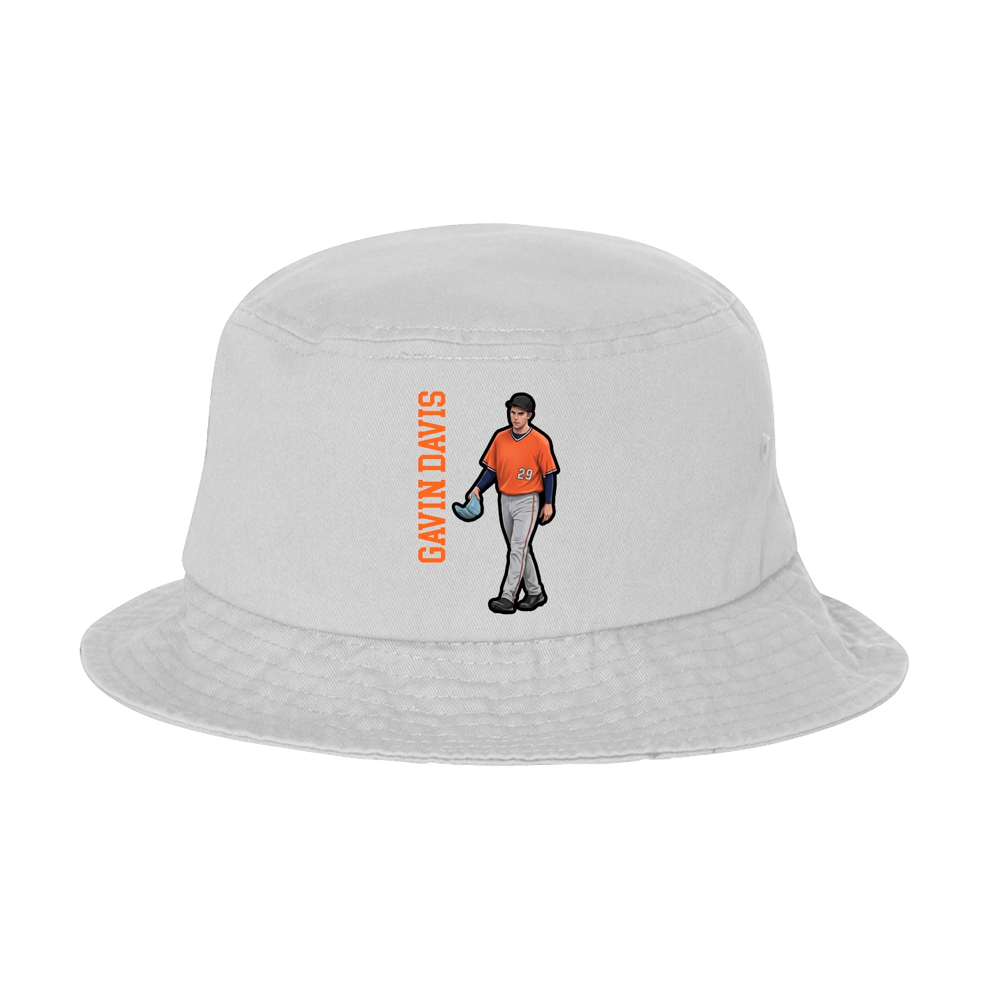 Bucket Cap — Name Vertical in White