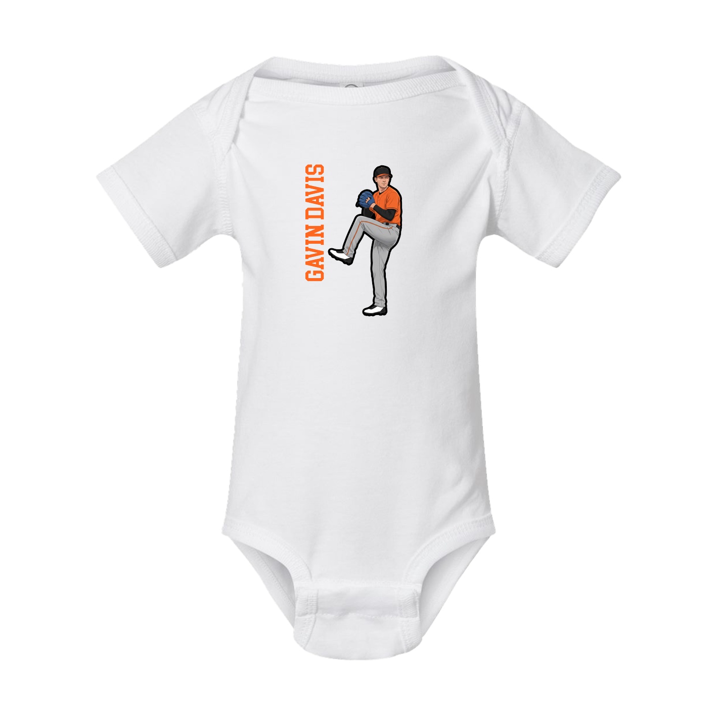 Baby Onesie — Name Vertical in White