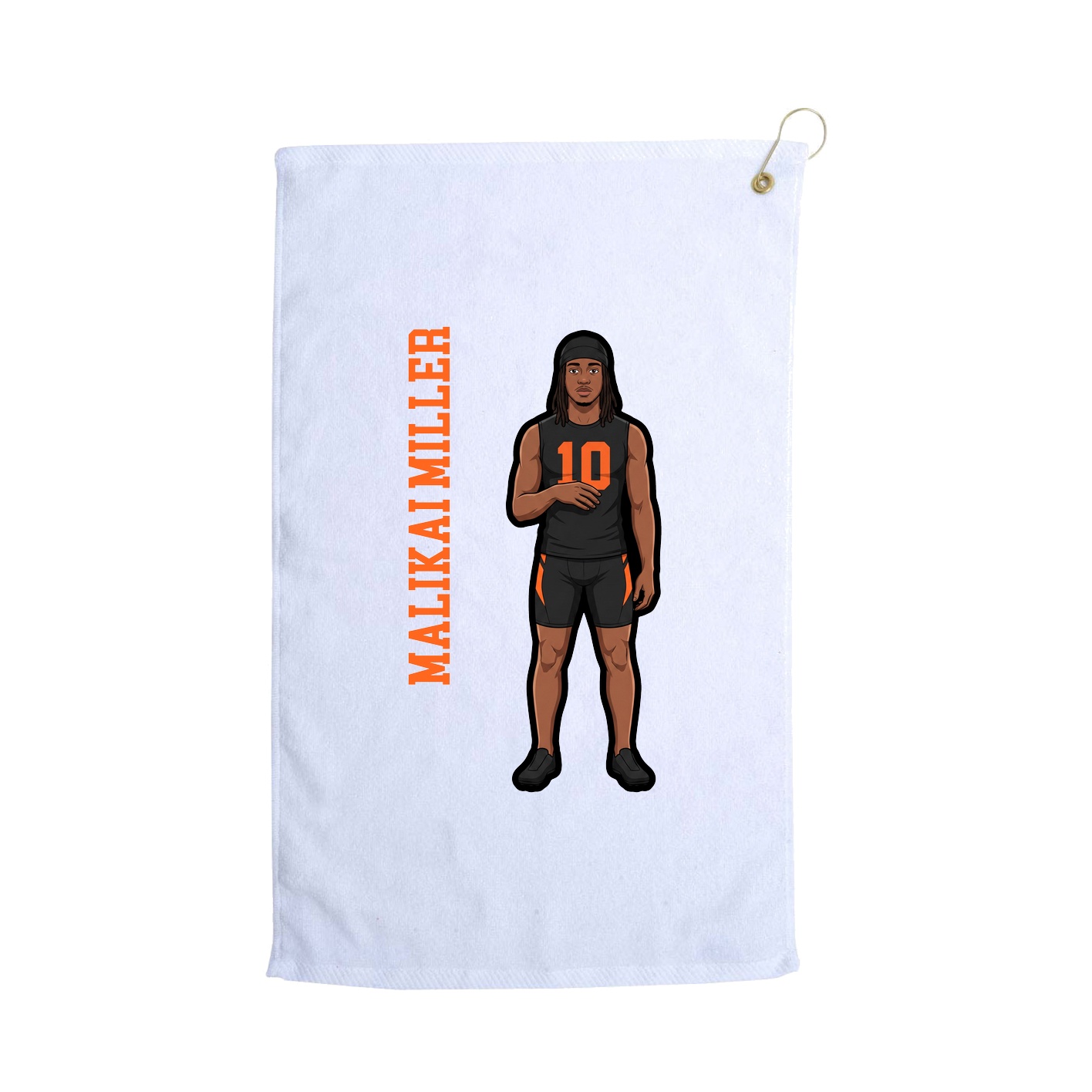 Golf Towel — Name Vertical in White