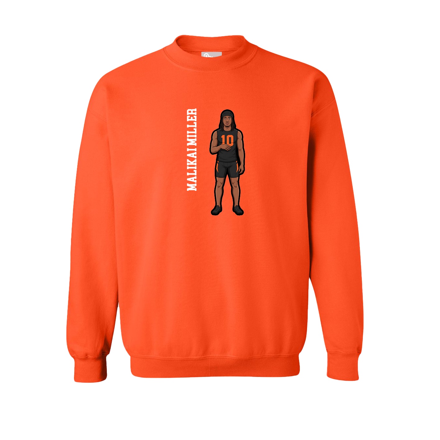 Fleece Crew — Name Vertical in Orange