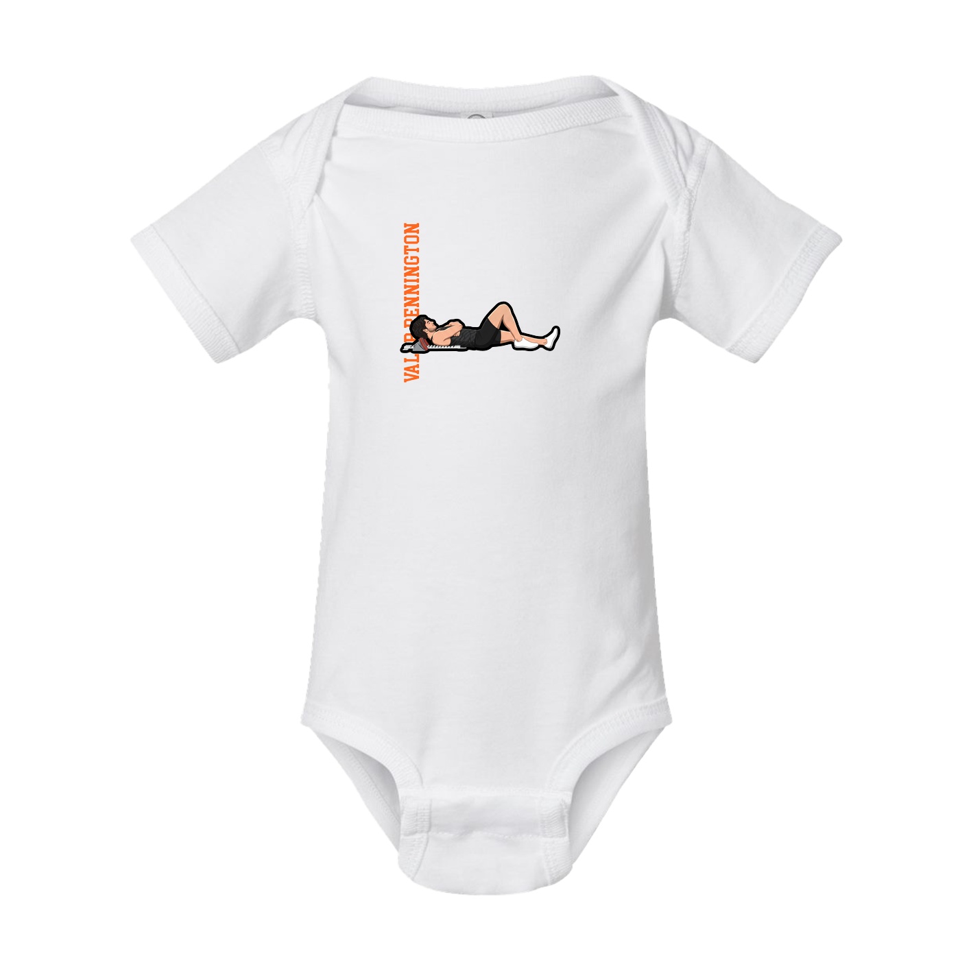 Baby Onesie — Name Vertical in White