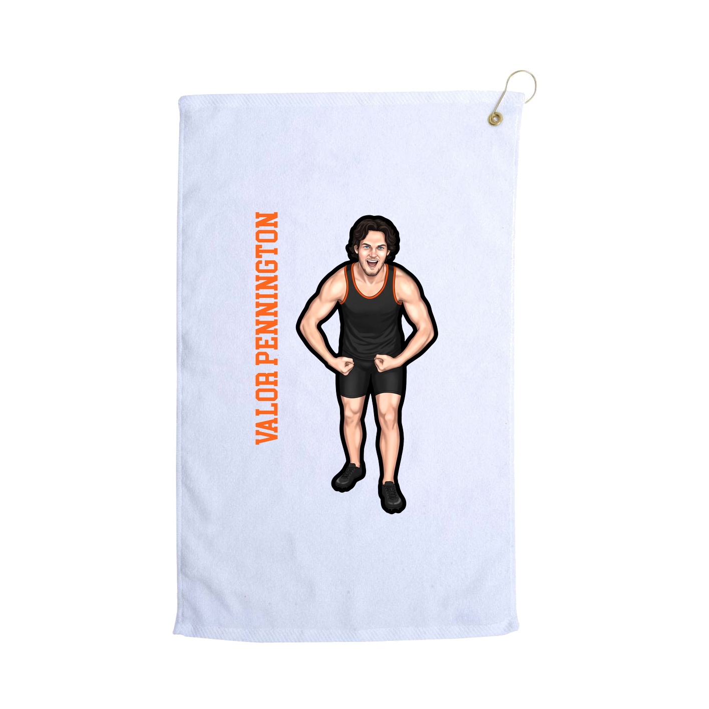 Golf Towel — Name Vertical in White