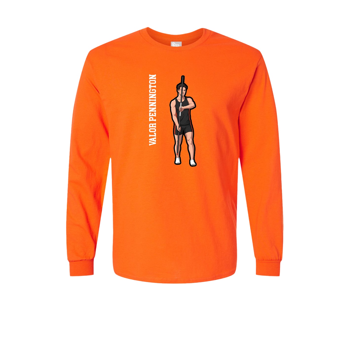 Long Sleeve Tee — Name Vertical in Orange