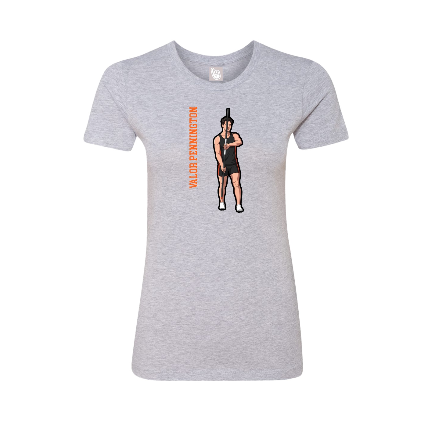 Fitted Women's Tee — Name Vertical in Grey