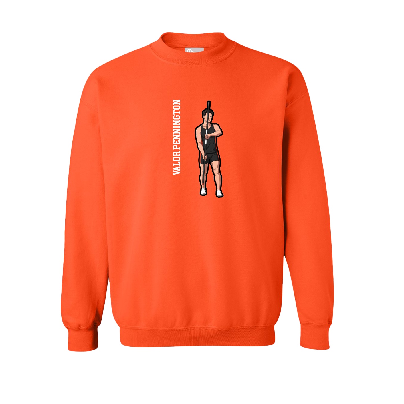 Fleece Crew — Name Vertical in Orange
