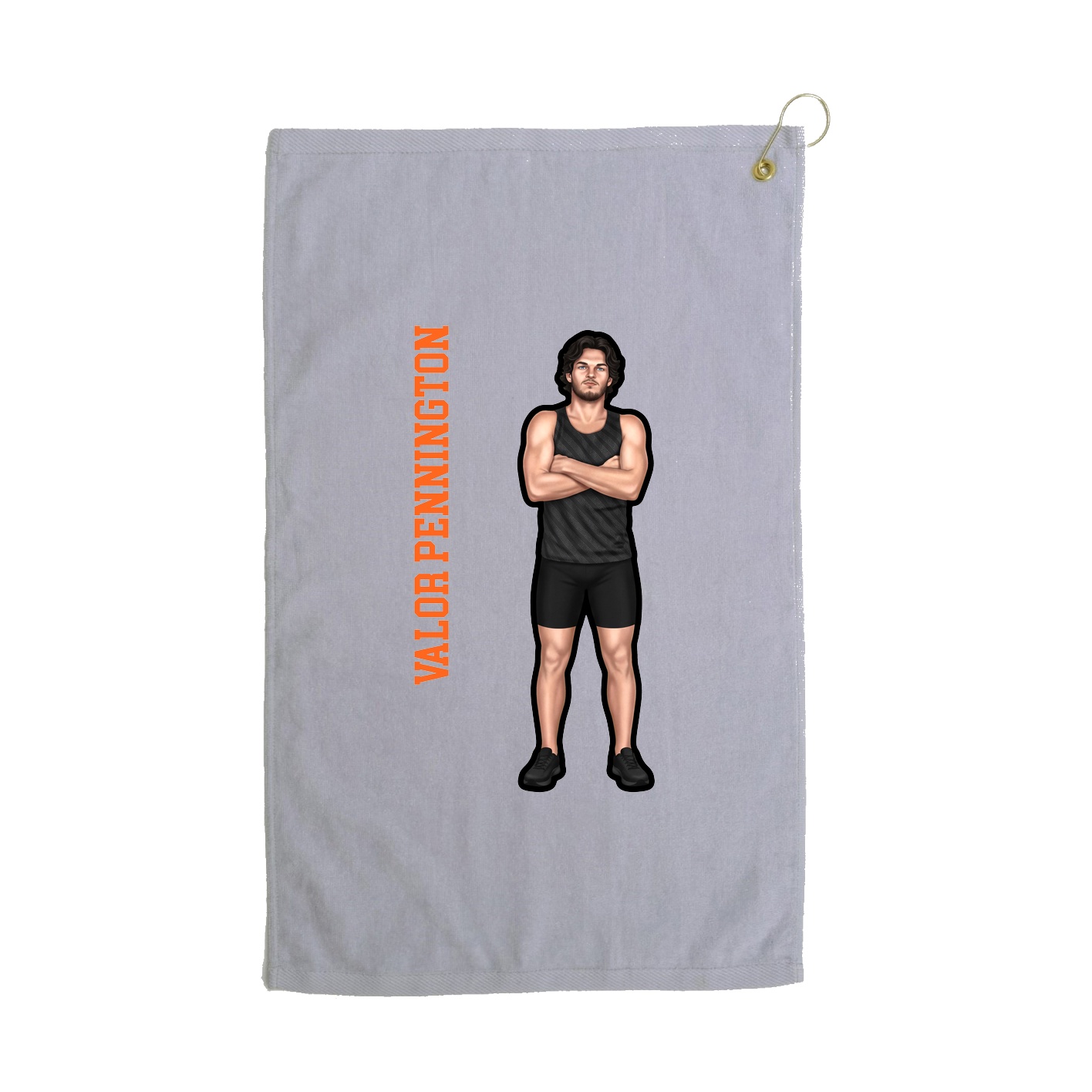 Golf Towel — Name Vertical in Grey