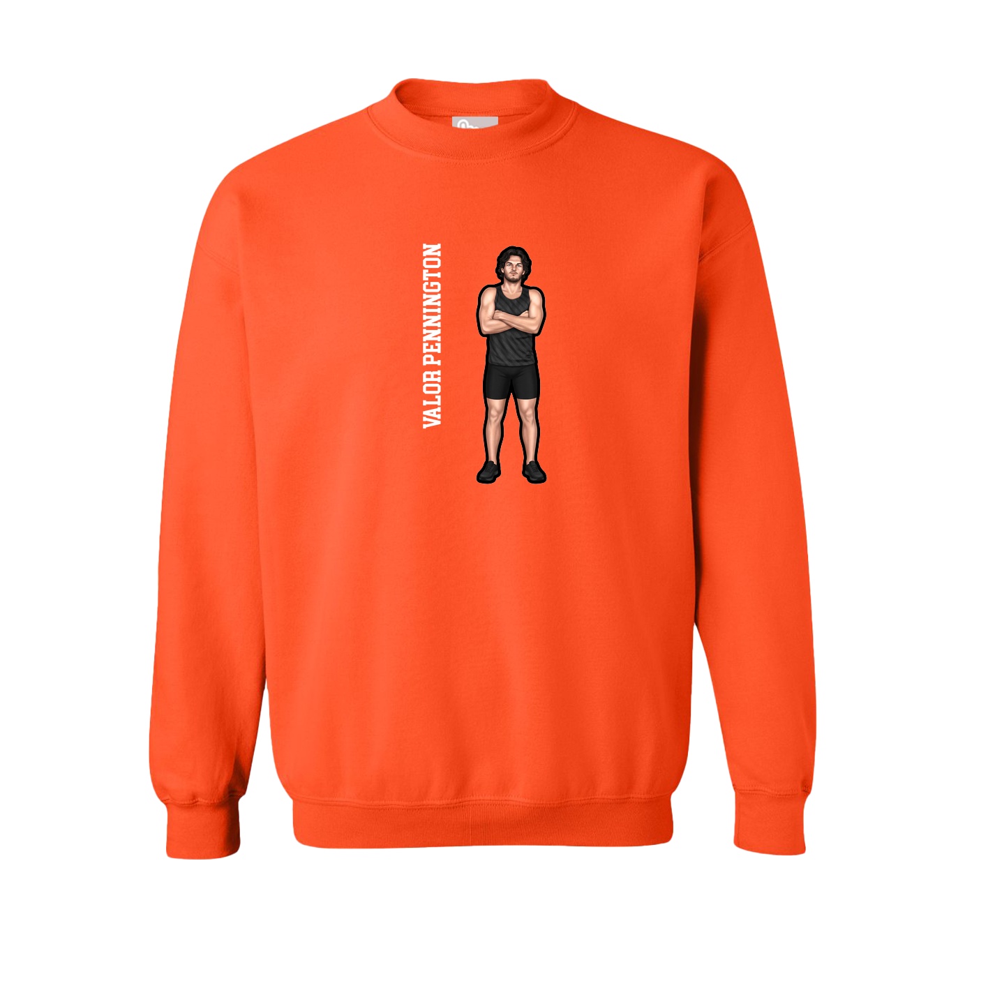 Fleece Crew — Name Vertical in Orange