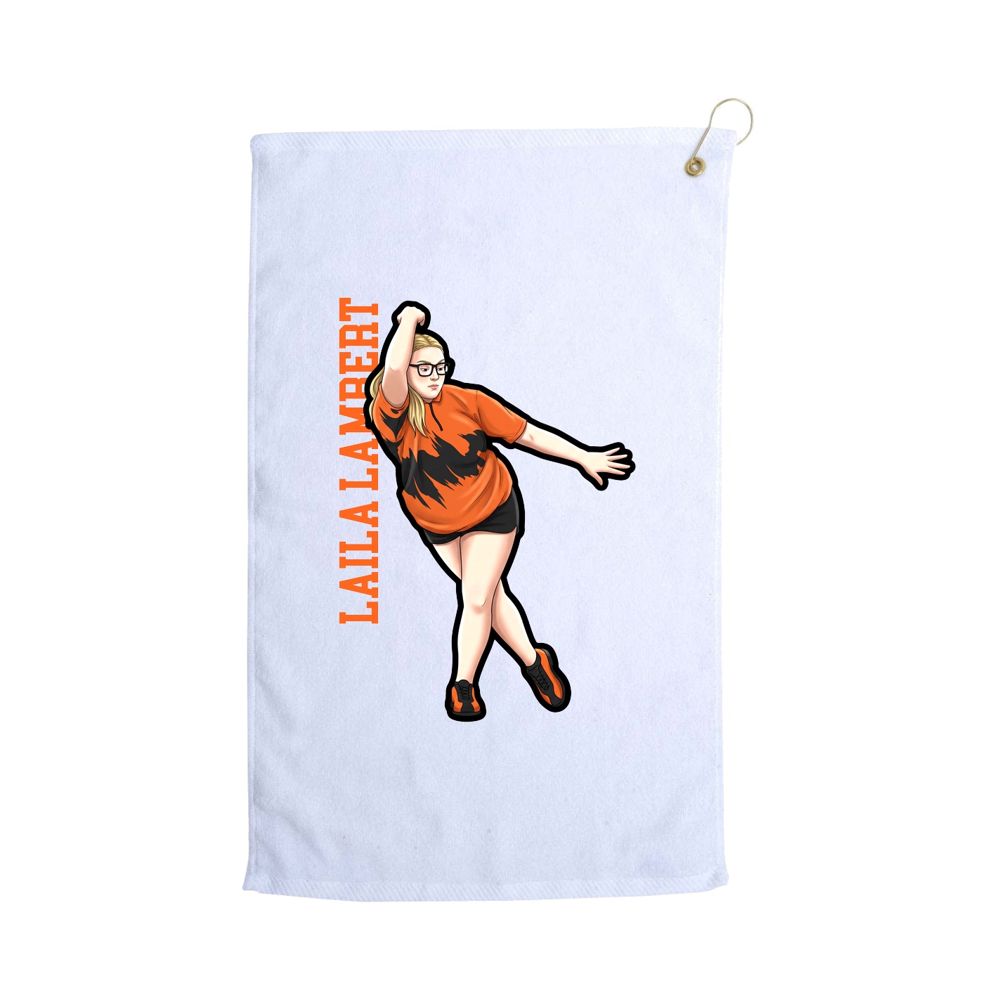 Golf Towel — Name Vertical in White