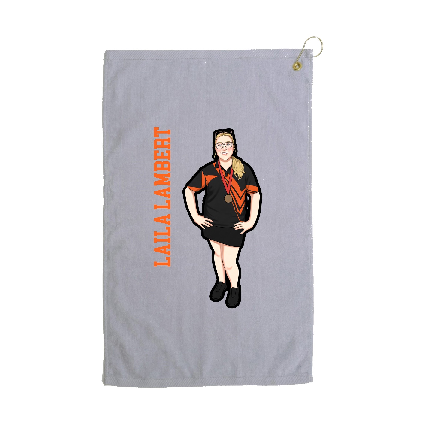 Golf Towel — Name Vertical in Grey