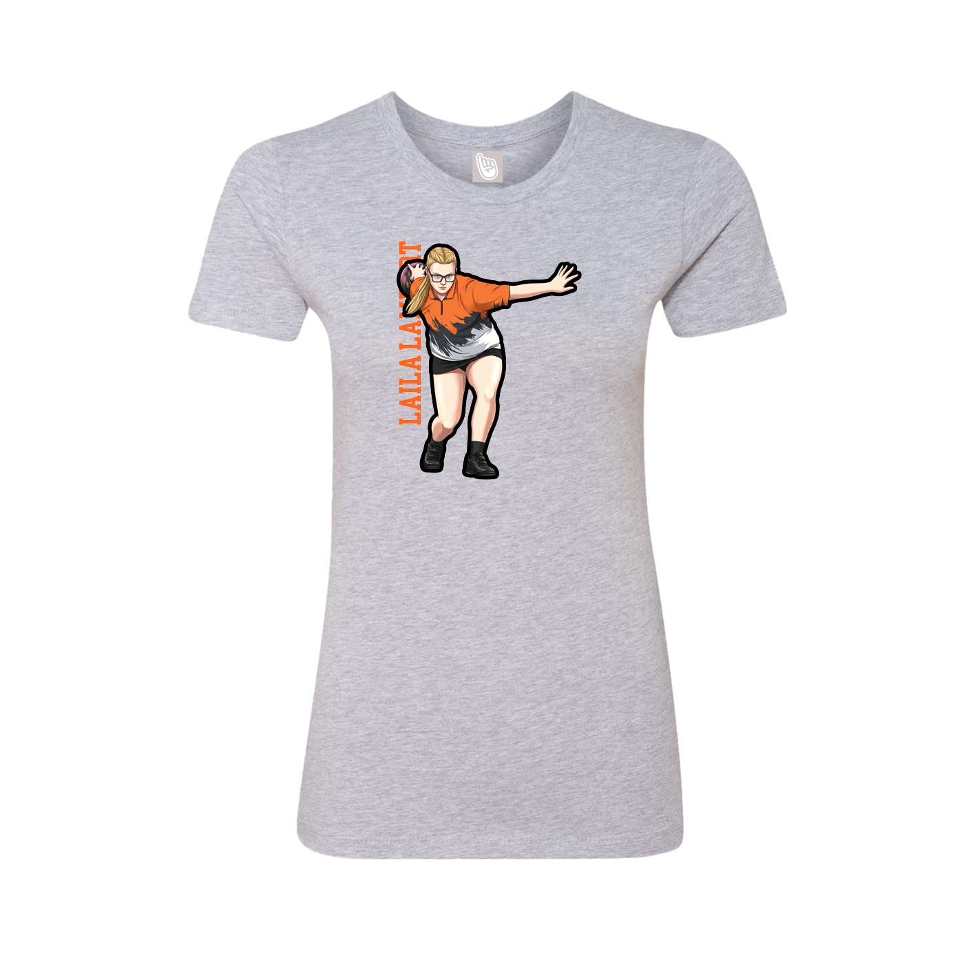 Fitted Women's Tee — Name Vertical in Grey