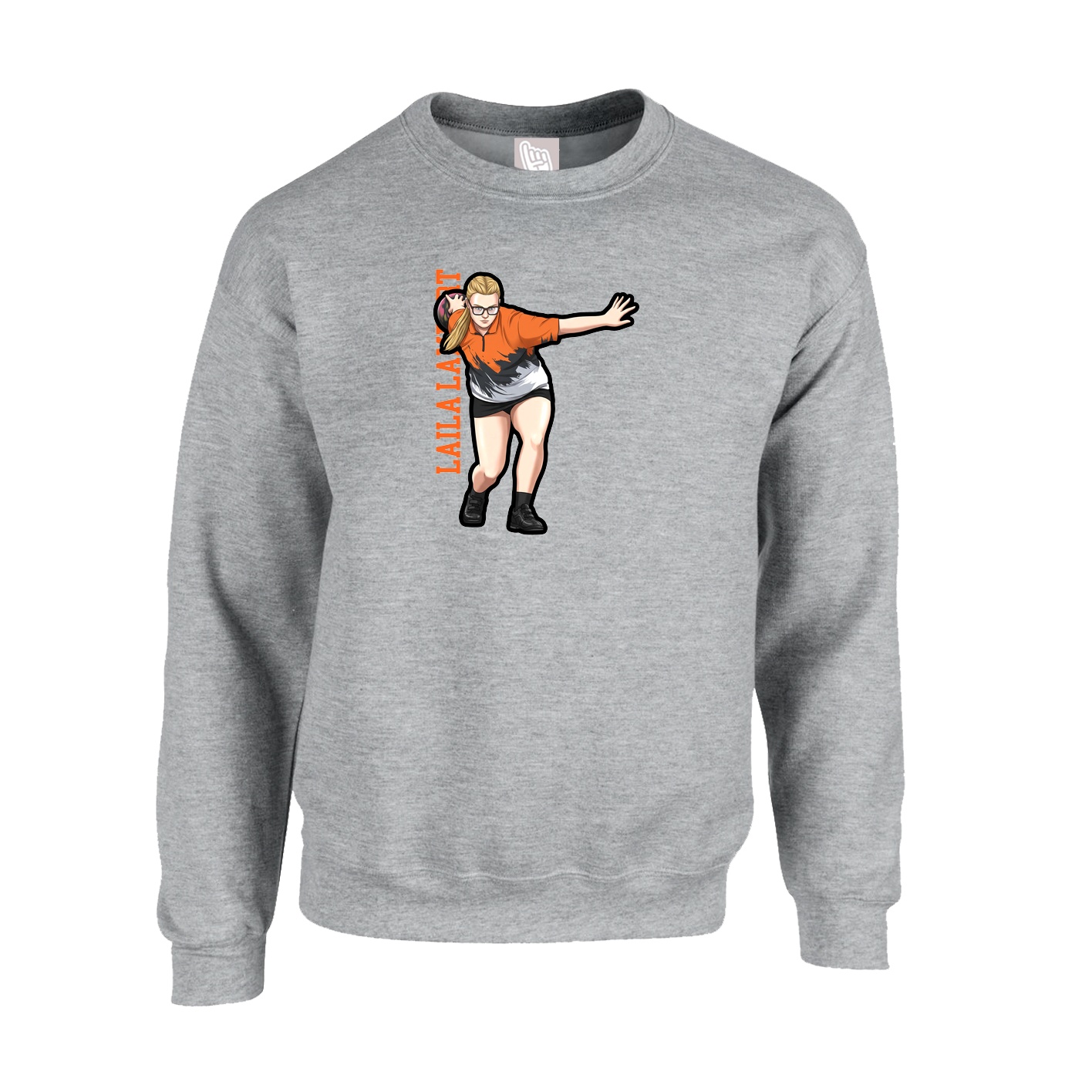 Fleece Crew — Name Vertical in Grey