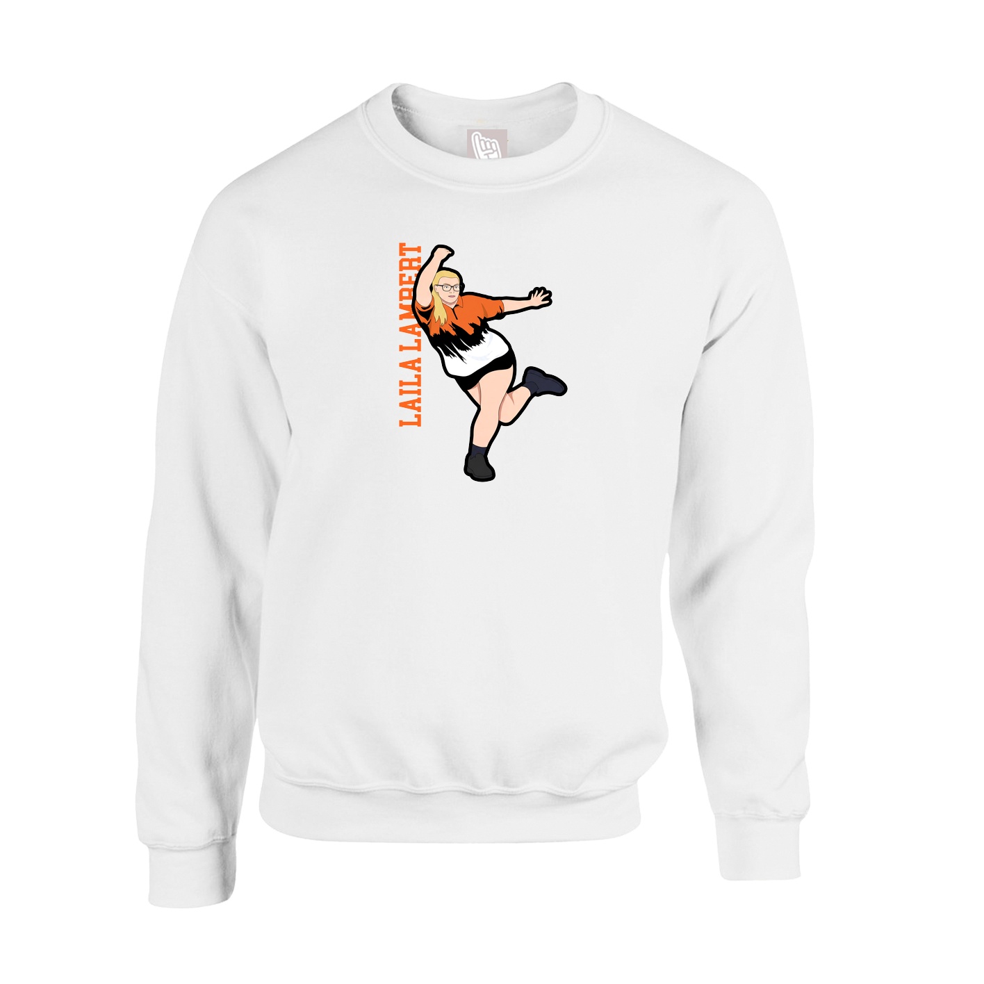 Fleece Crew — Name Vertical in White
