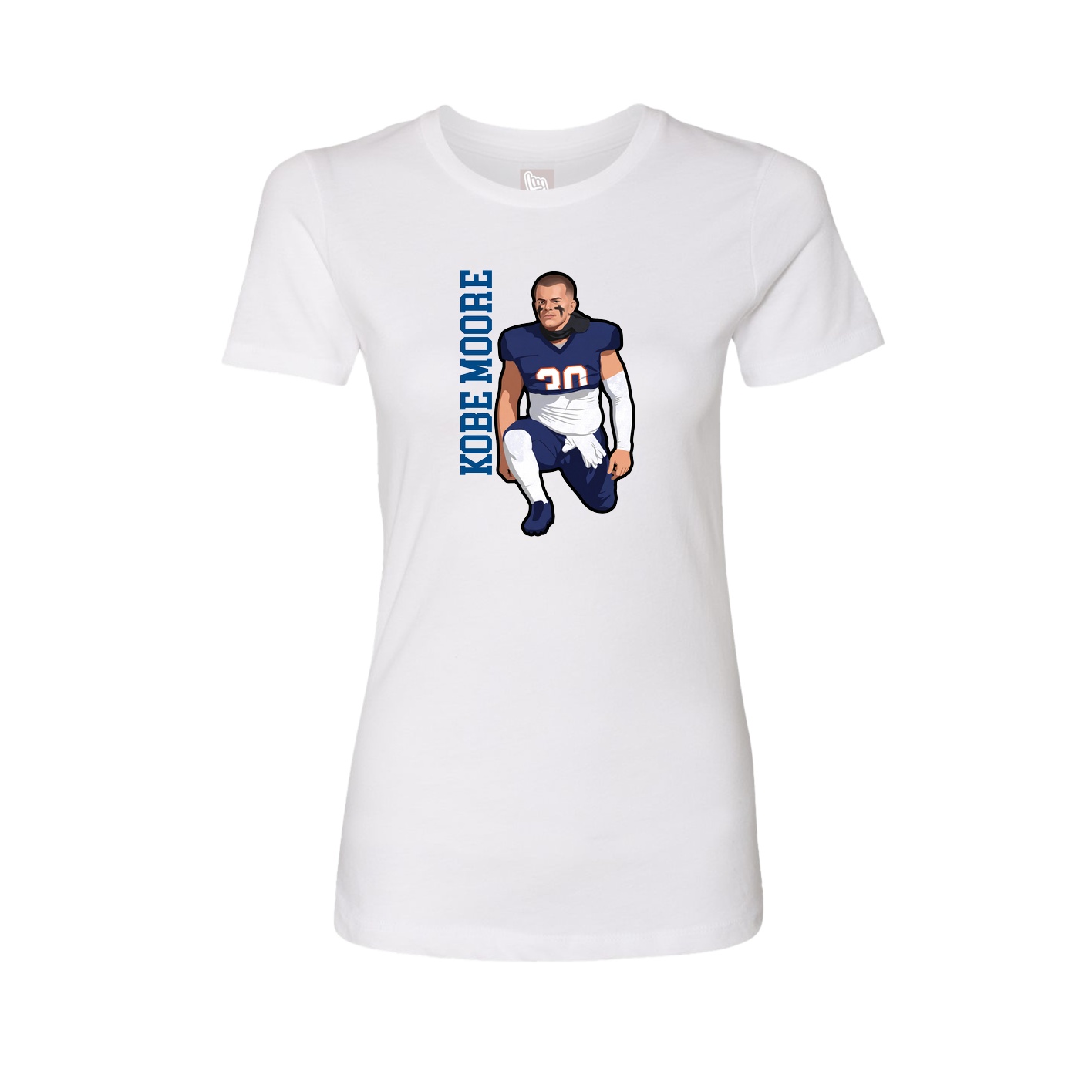 Fitted Women's Tee — Name Vertical in White