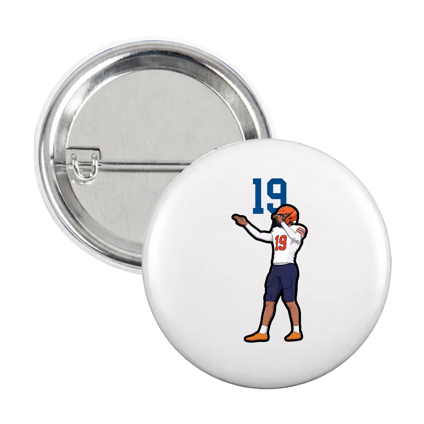 Game Day Button — Number Top in White