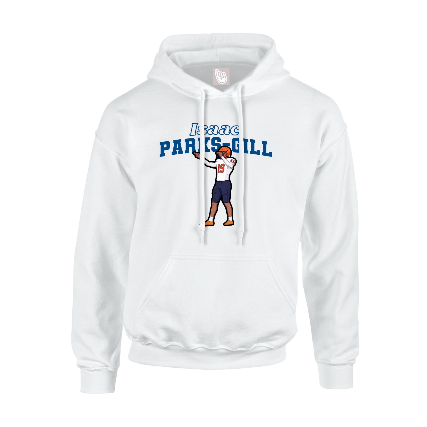 Youth Hoodie — Name Arch in White