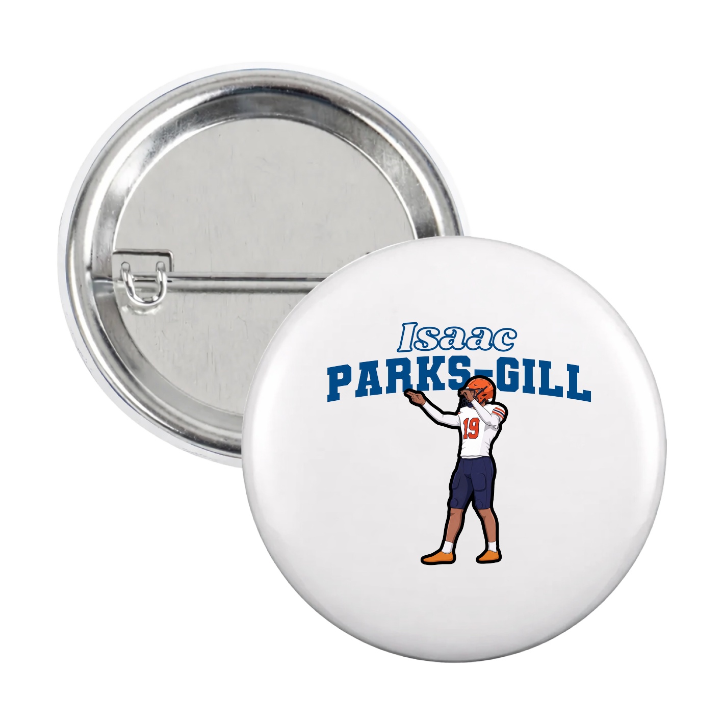 Game Day Button — Name Arch in White