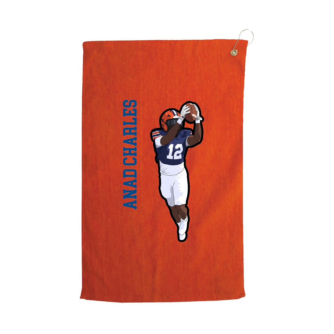 Golf Towel — Name Vertical in Orange