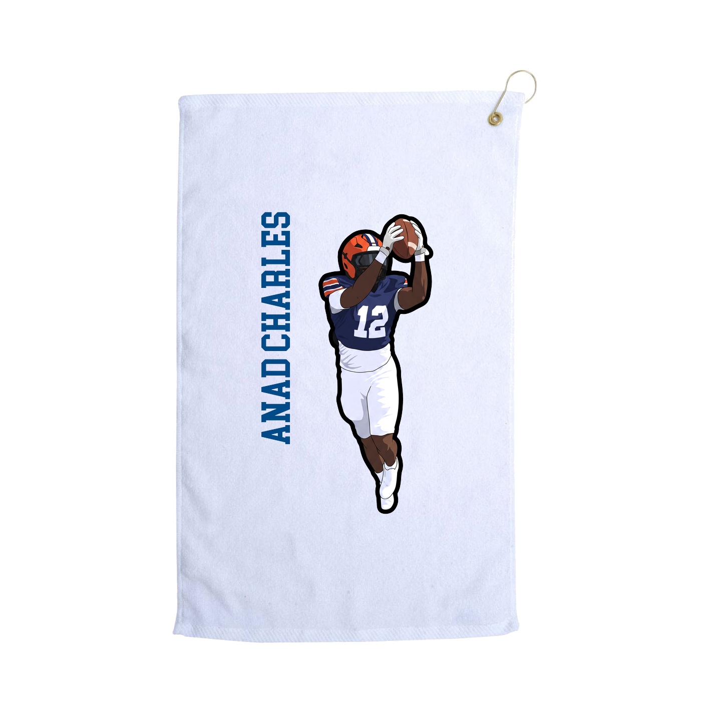 Golf Towel — Name Vertical in White