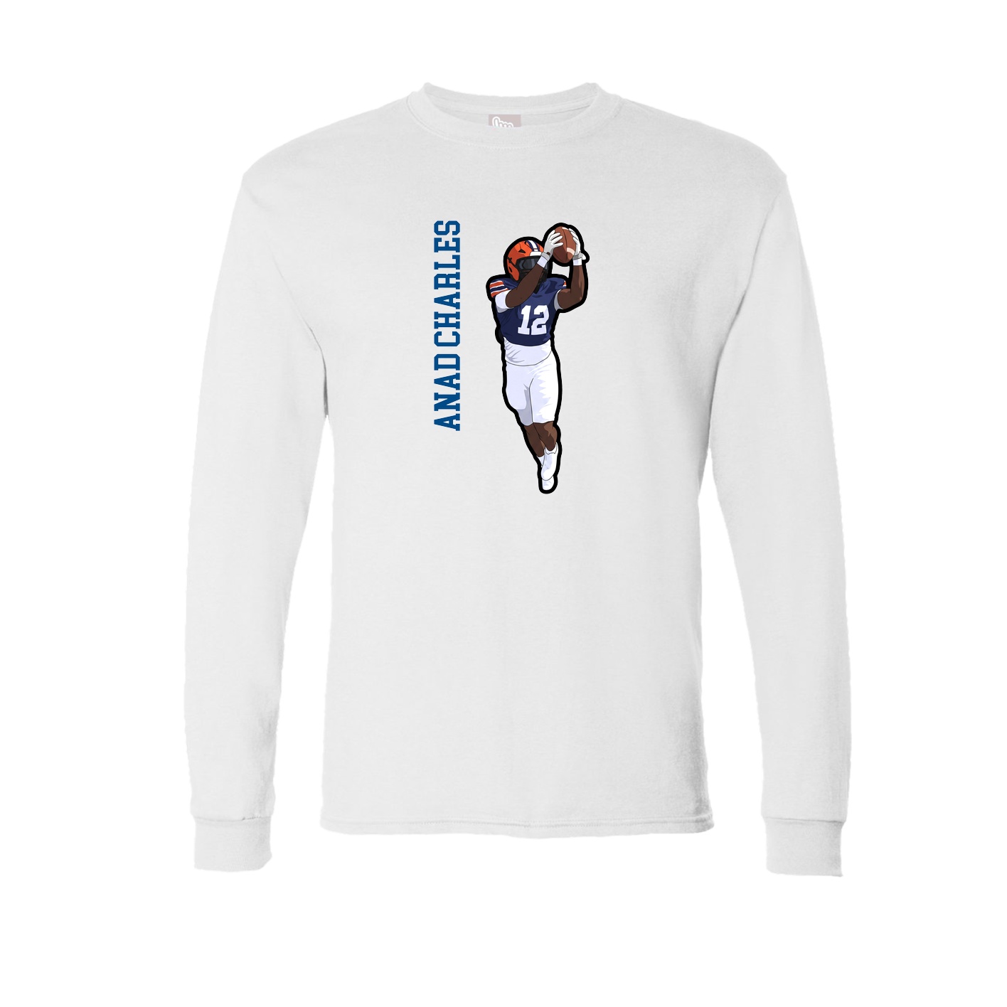 Long Sleeve Tee — Name Vertical in White