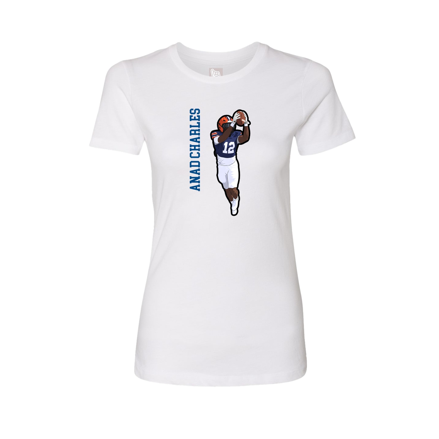 Womens Tee — Name Vertical in White