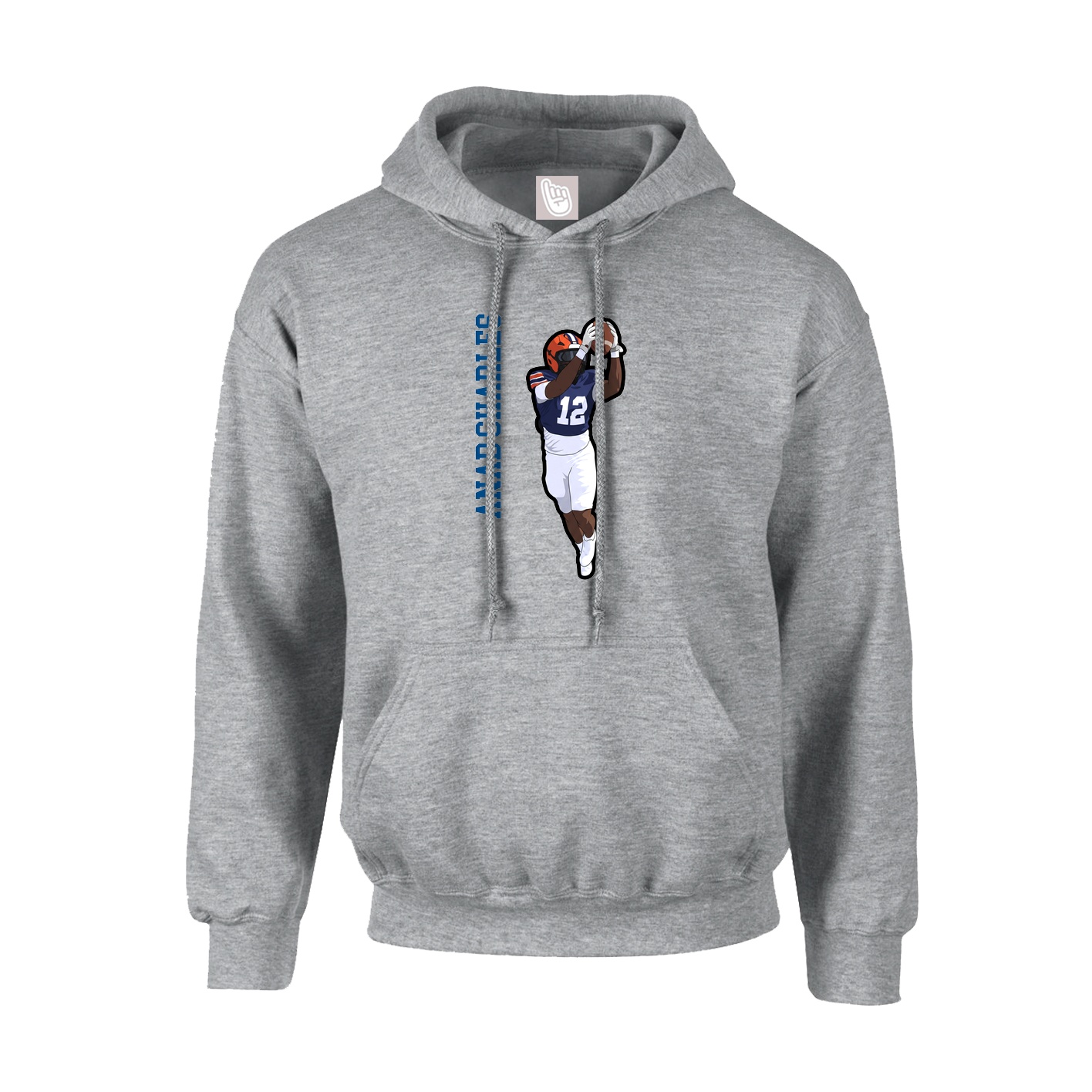 Youth Hoodie — Name Vertical in Grey
