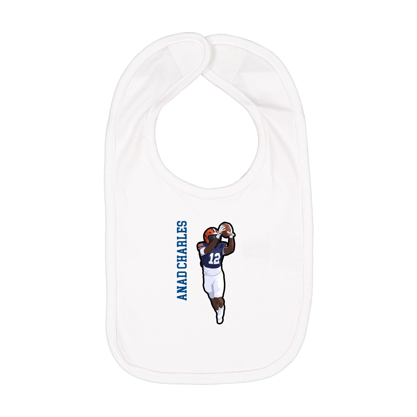 Infant Bib — Name Vertical in White