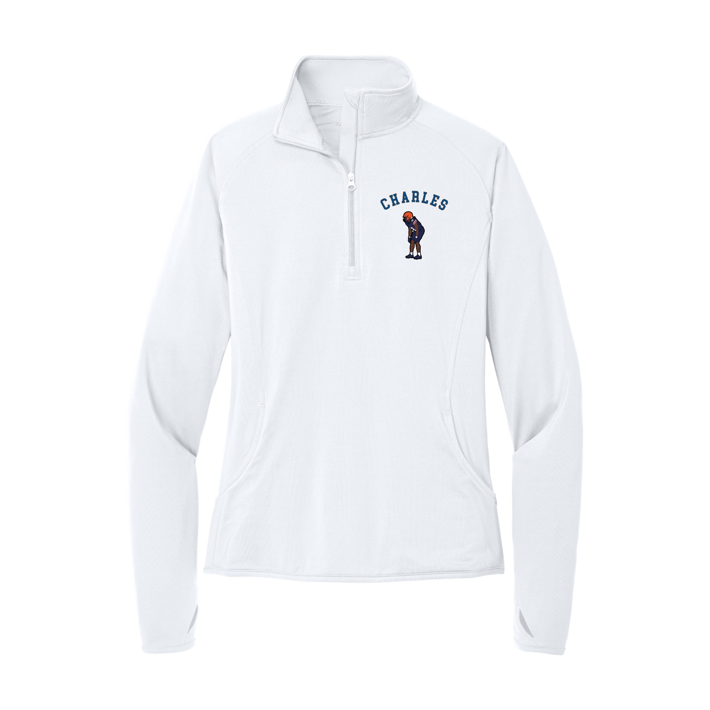 Women's Q-Zip Pullover — Shirsey Arch in White