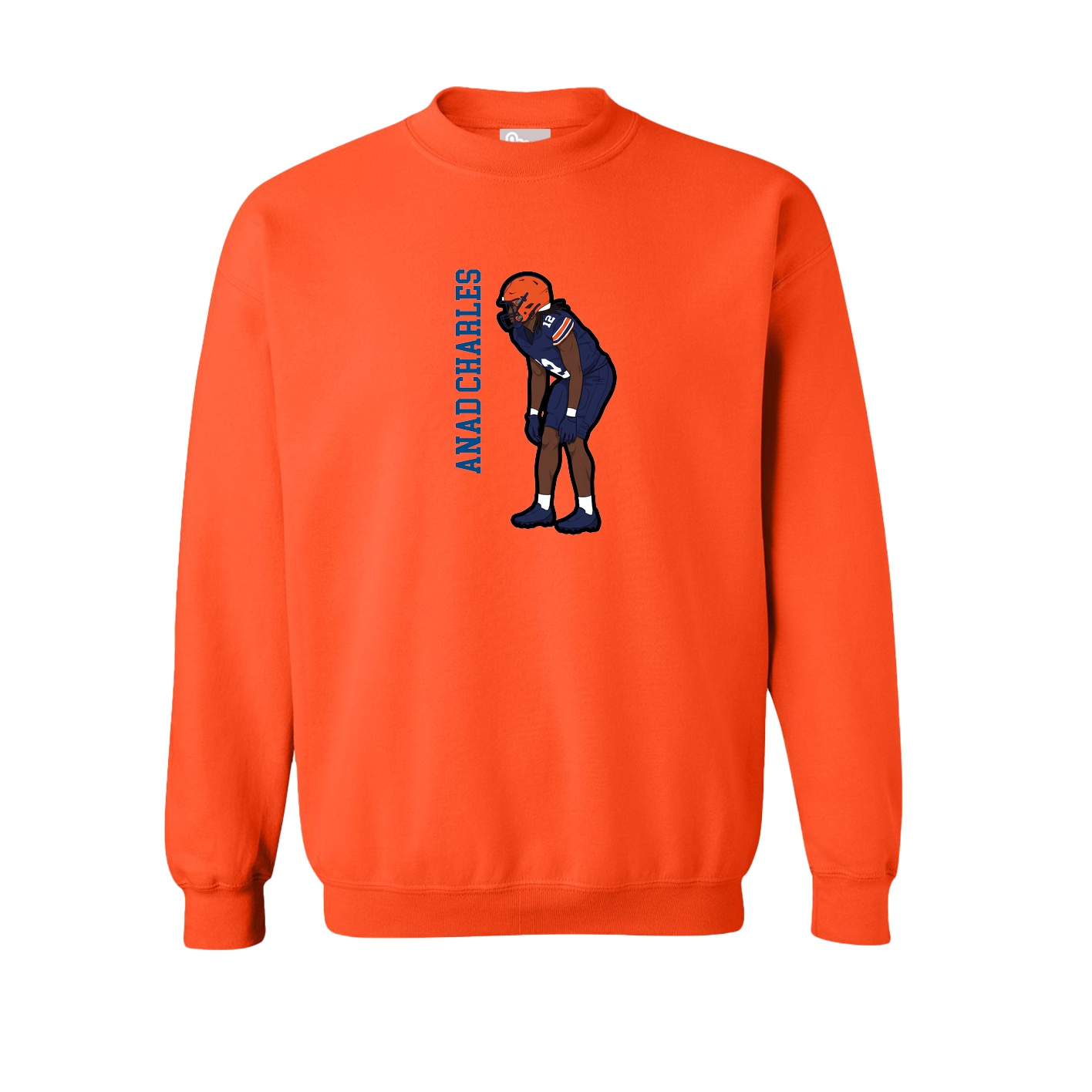 Fleece Crew — Name Vertical in Orange