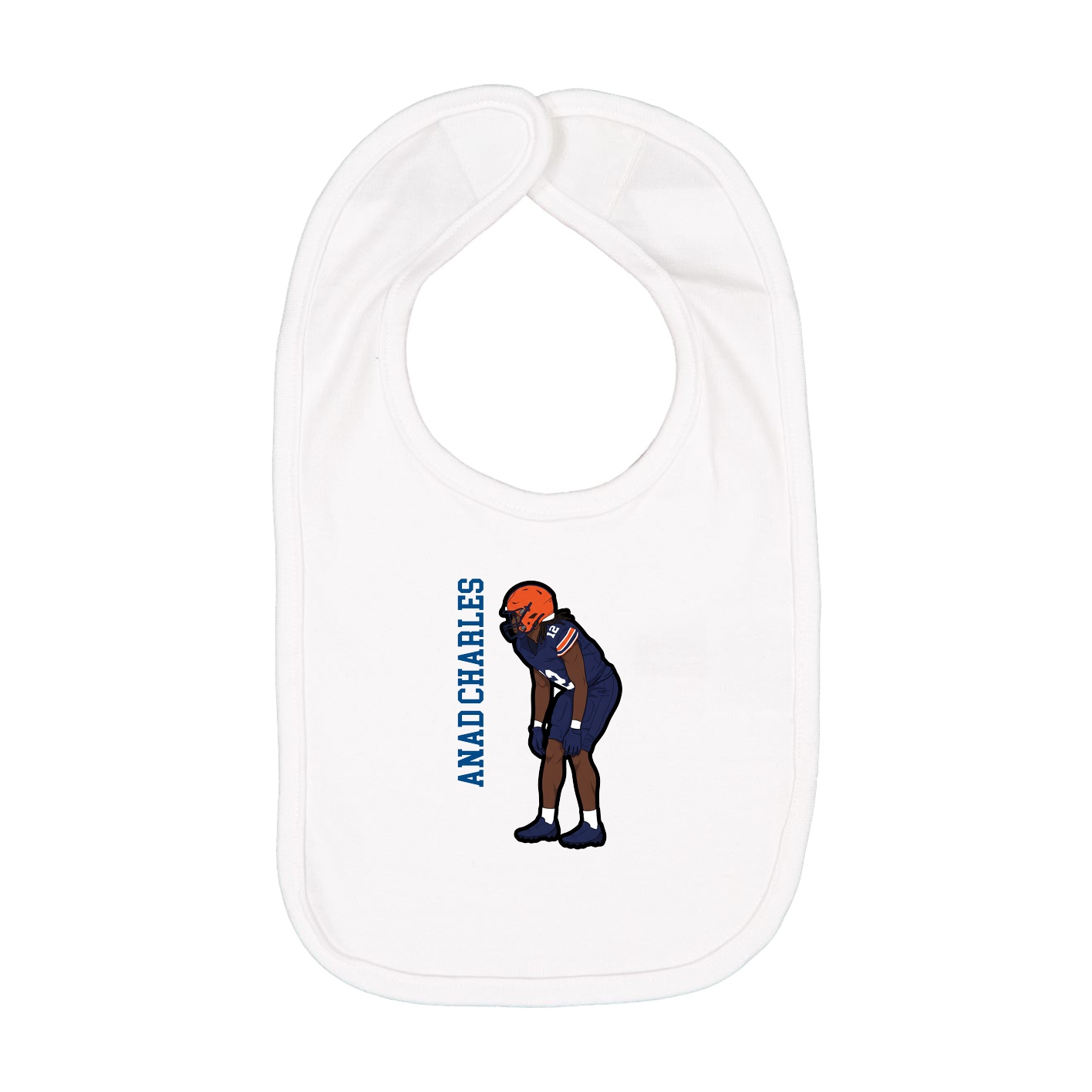 Infant Bib — Name Vertical in White