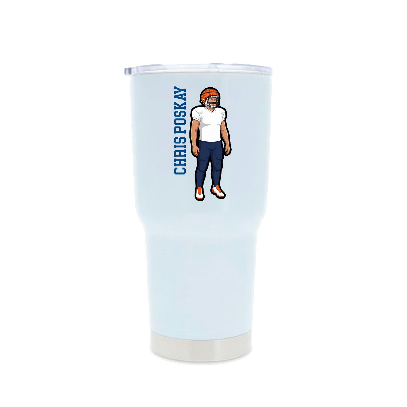 30oz Stainless Steel Tumbler — Name Vertical in White