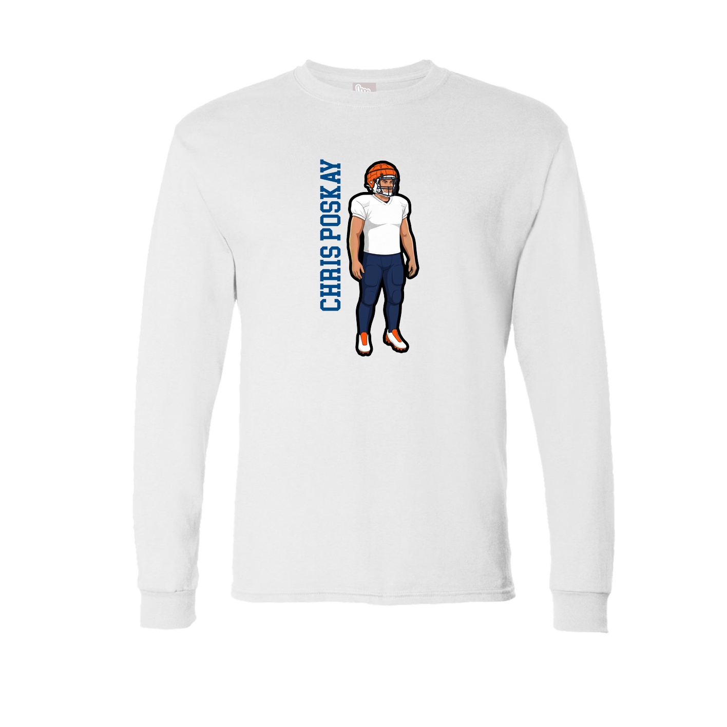 Long Sleeve Tee — Name Vertical in White