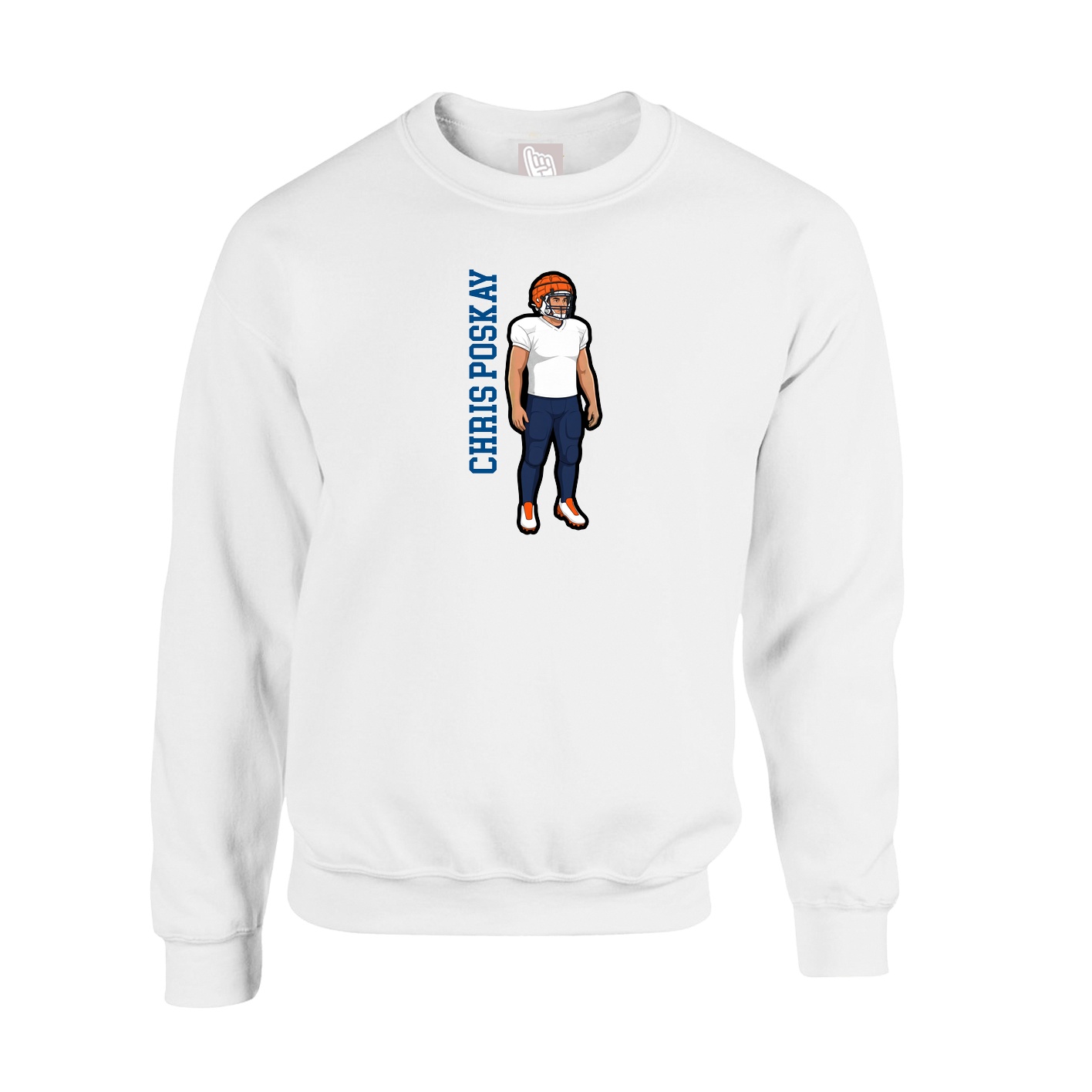 Fleece Crew — Name Vertical in White