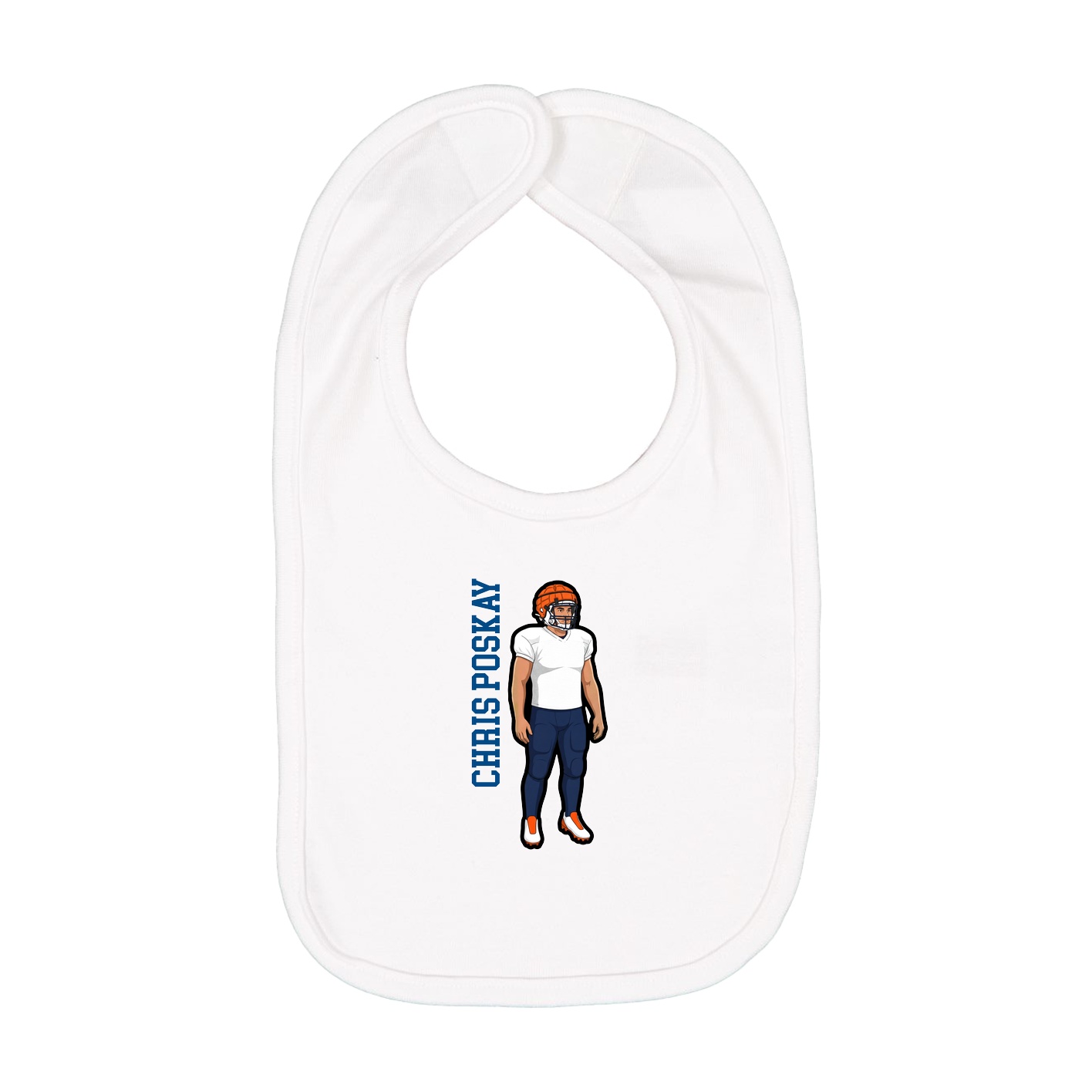 Infant Bib — Name Vertical in White