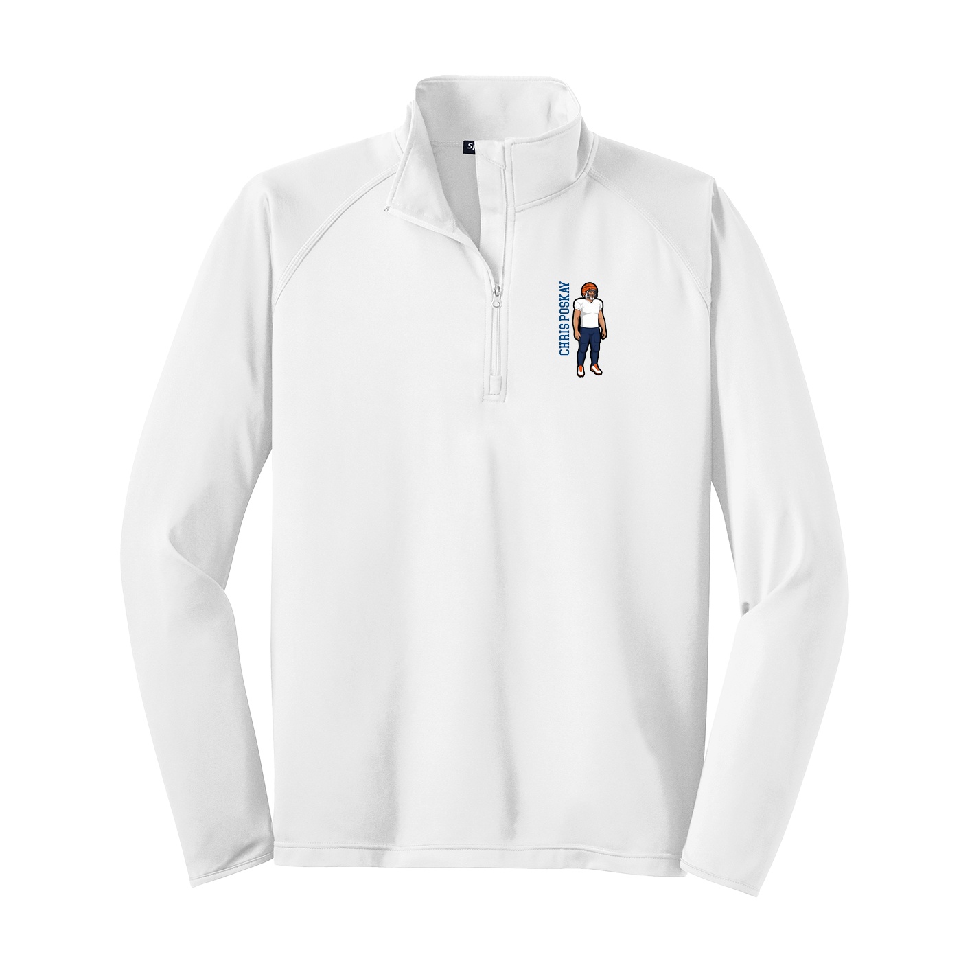 Q-Zip Pullover — Name Vertical in White