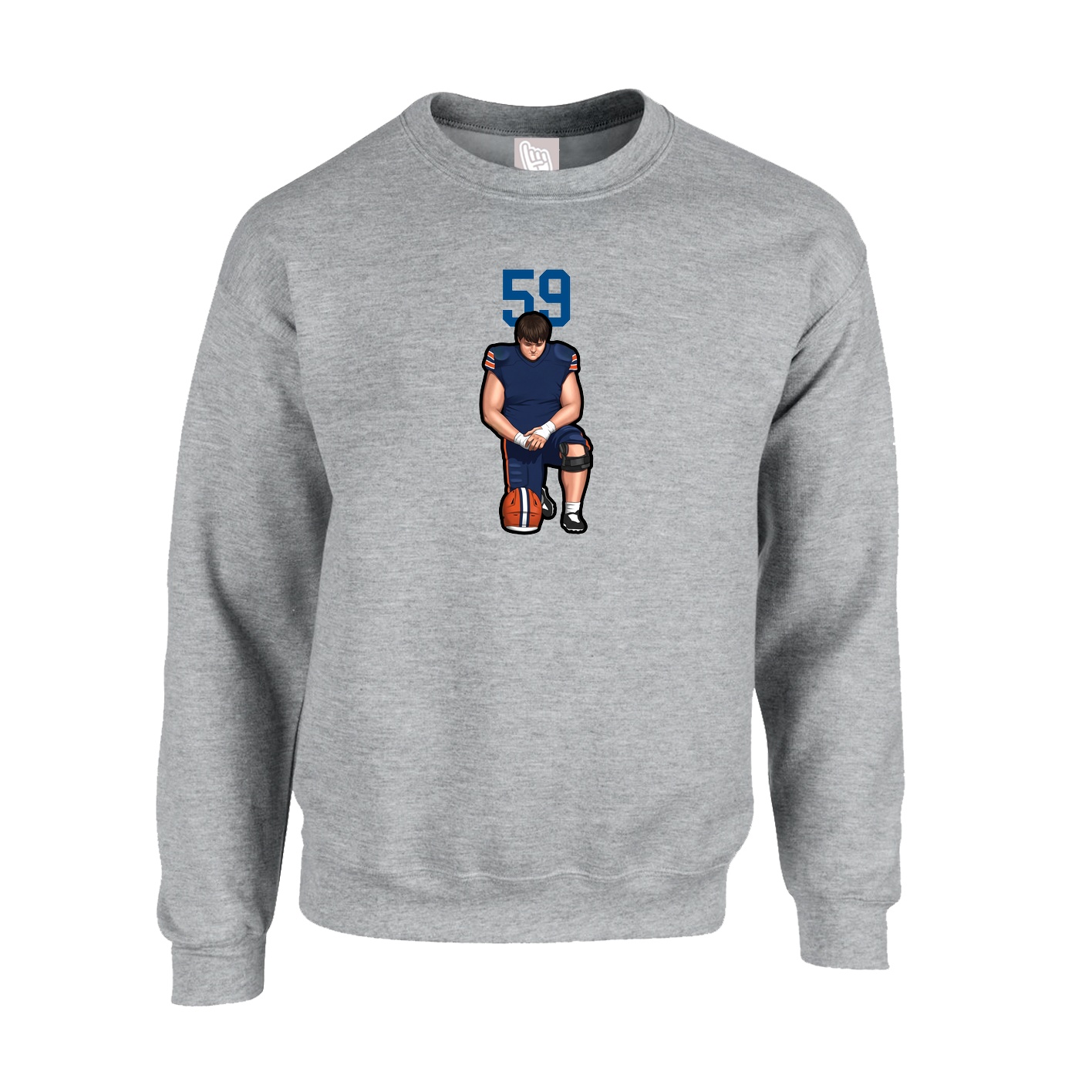 Fleece Crew — Number Top in Grey