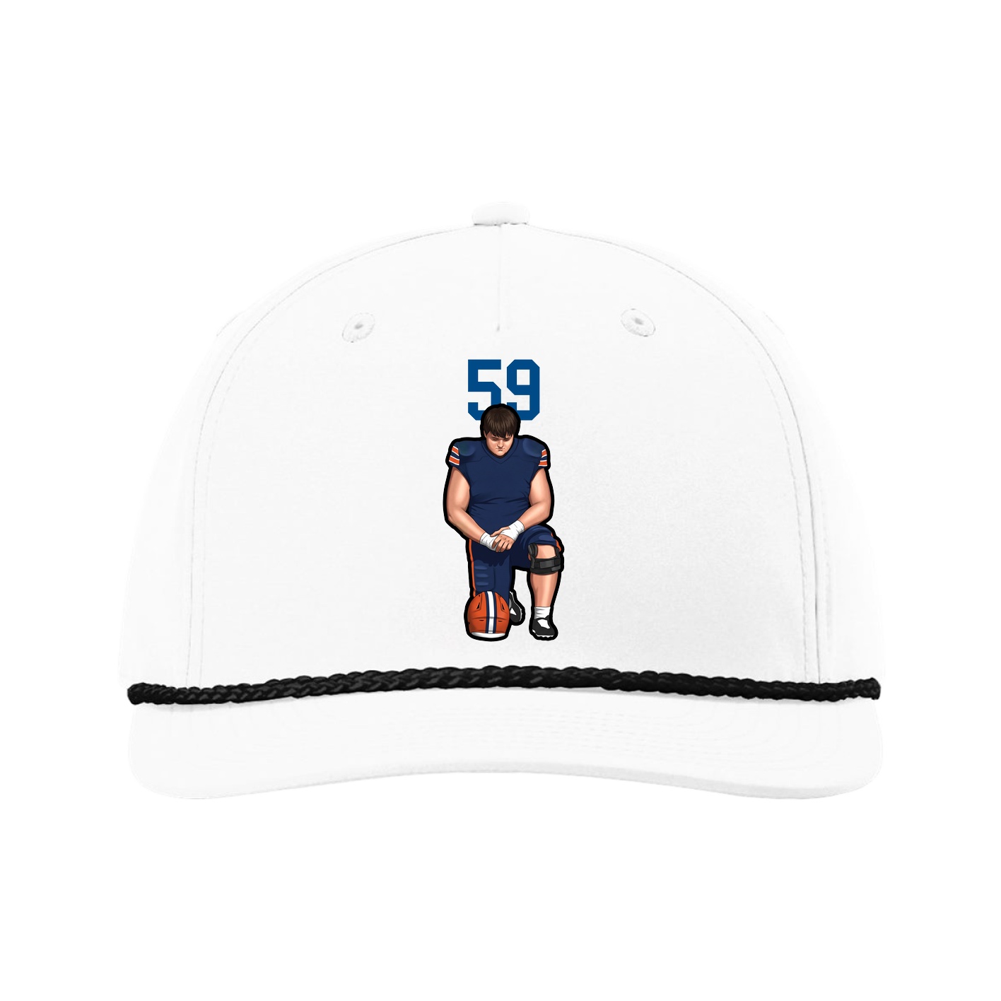 Five-Panel Classic Rope Cap — Number Top in White