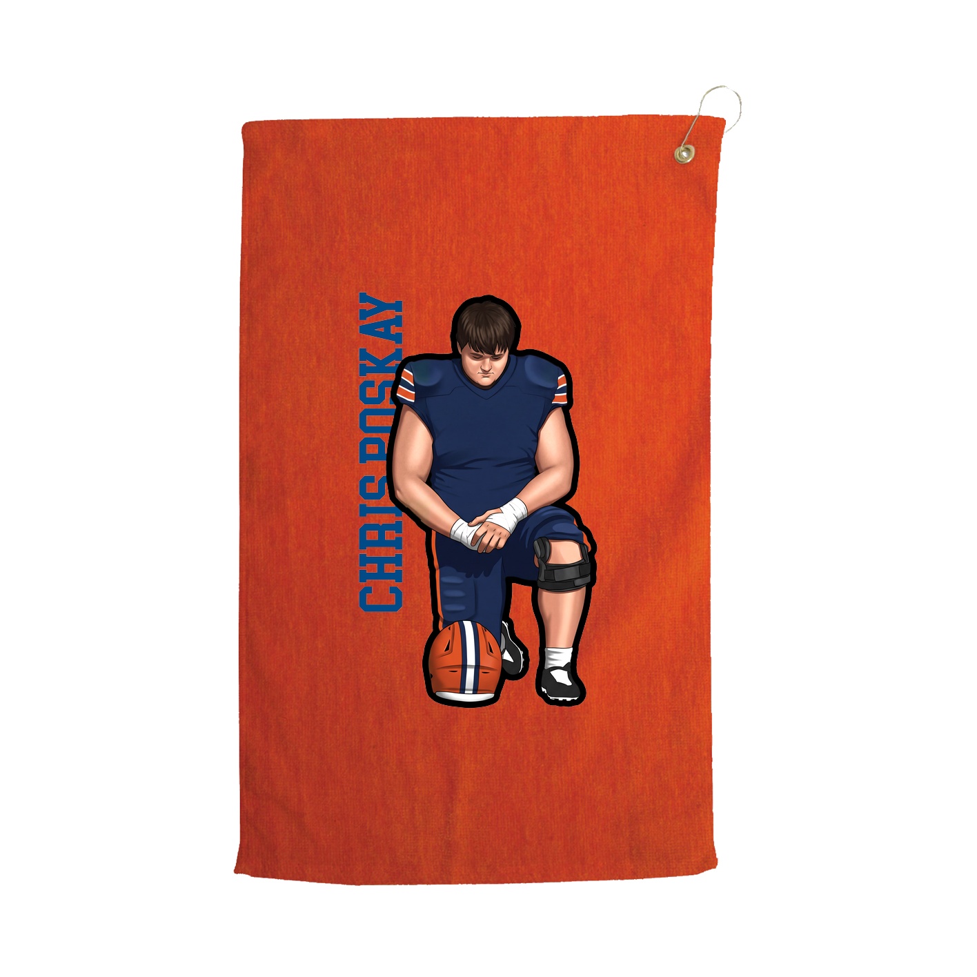 Golf Towel — Name Vertical in Orange