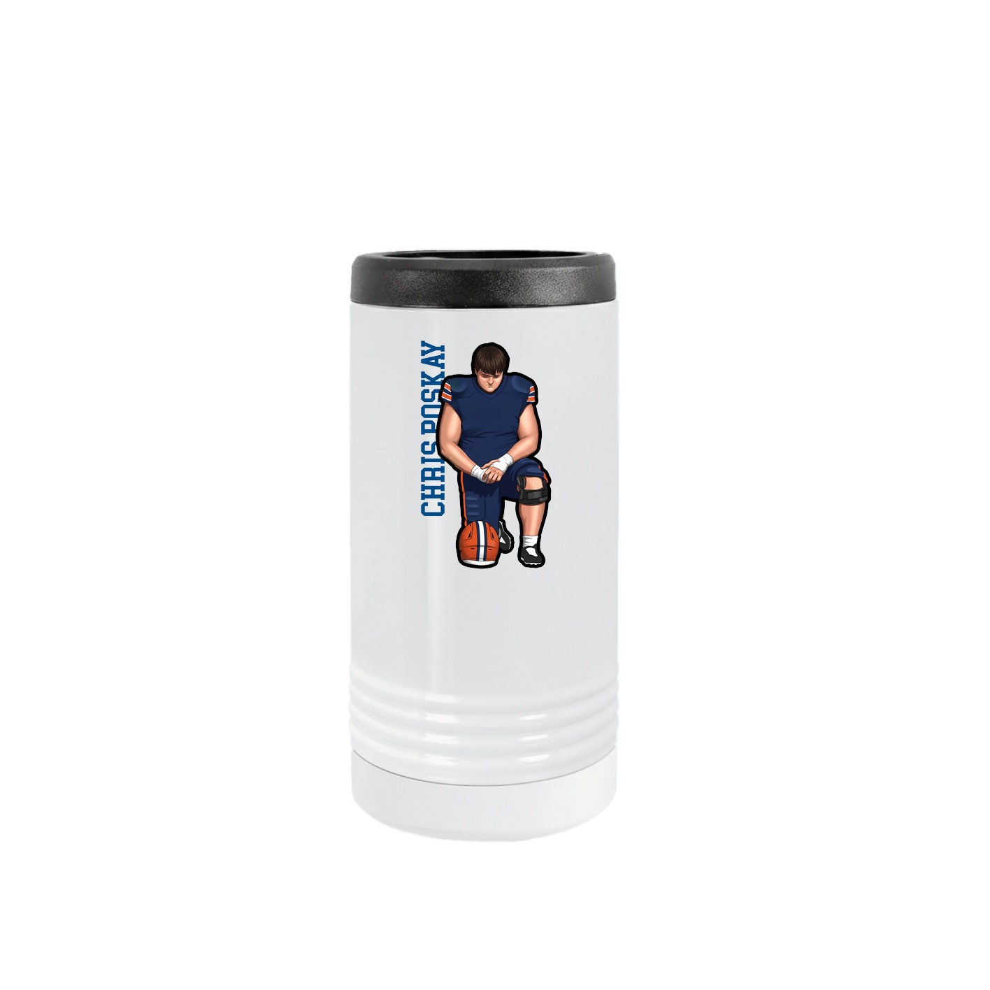 Slim Beverage Holder — Name Vertical in White