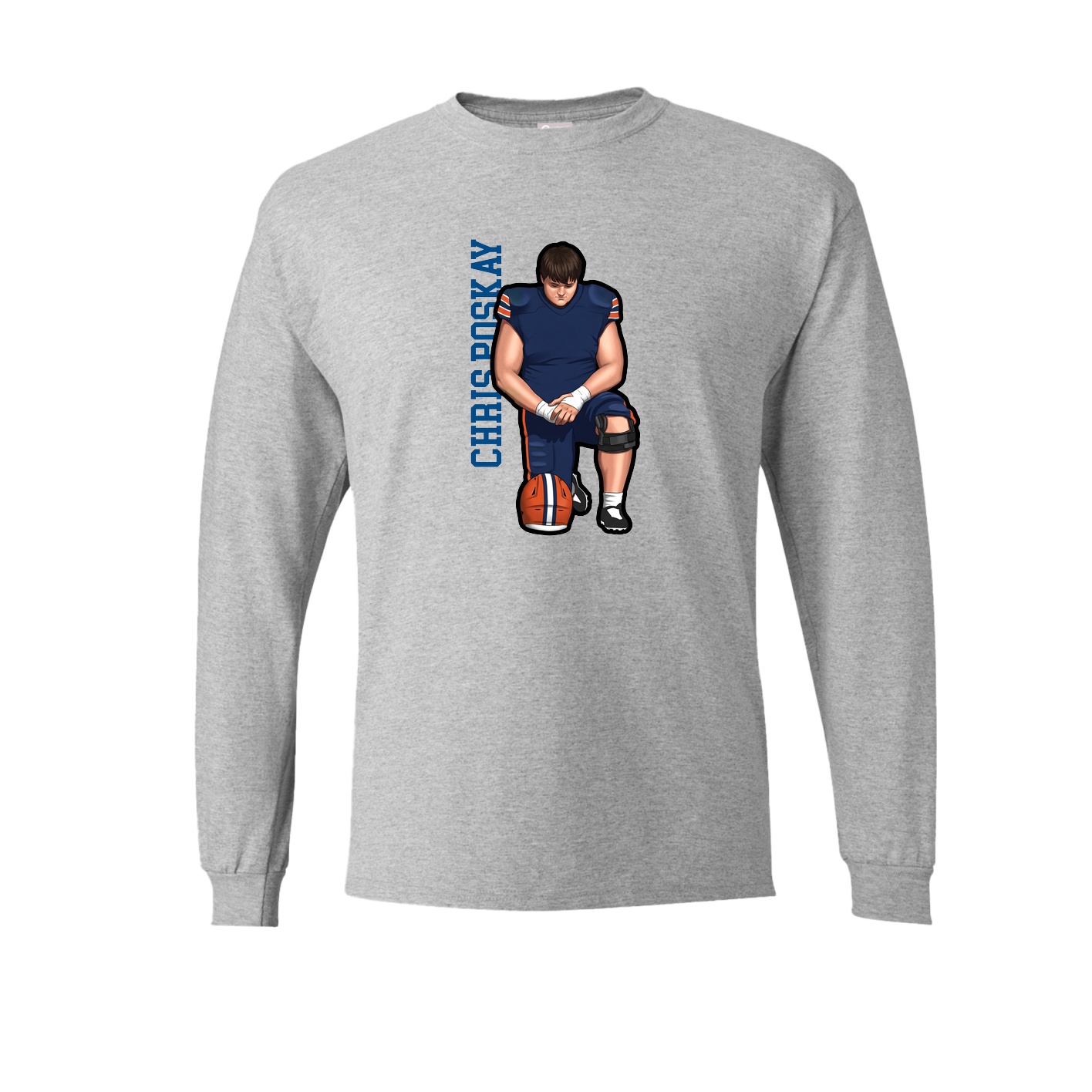 Long Sleeve Tee — Name Vertical in Grey