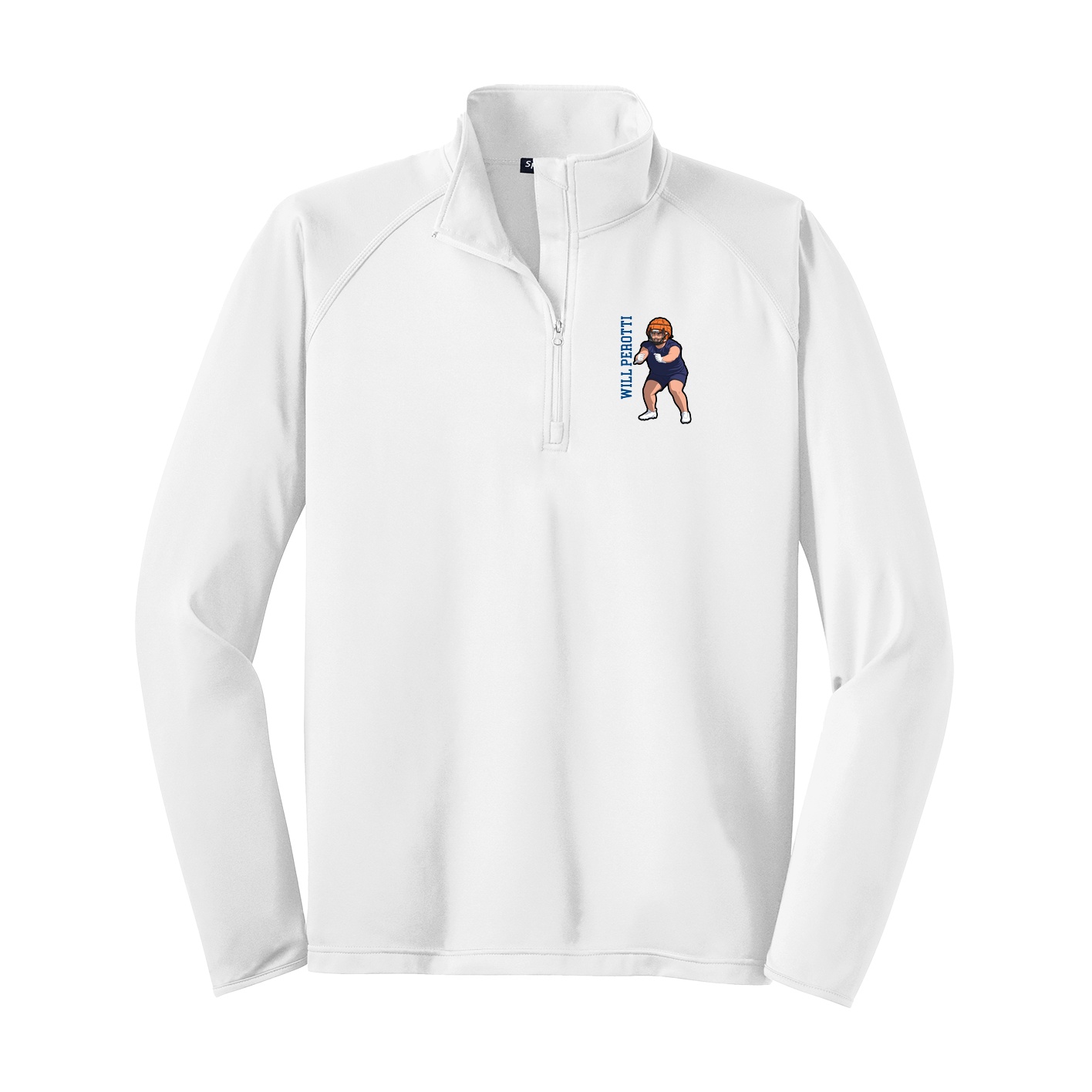 Q-Zip Pullover — Name Vertical in White