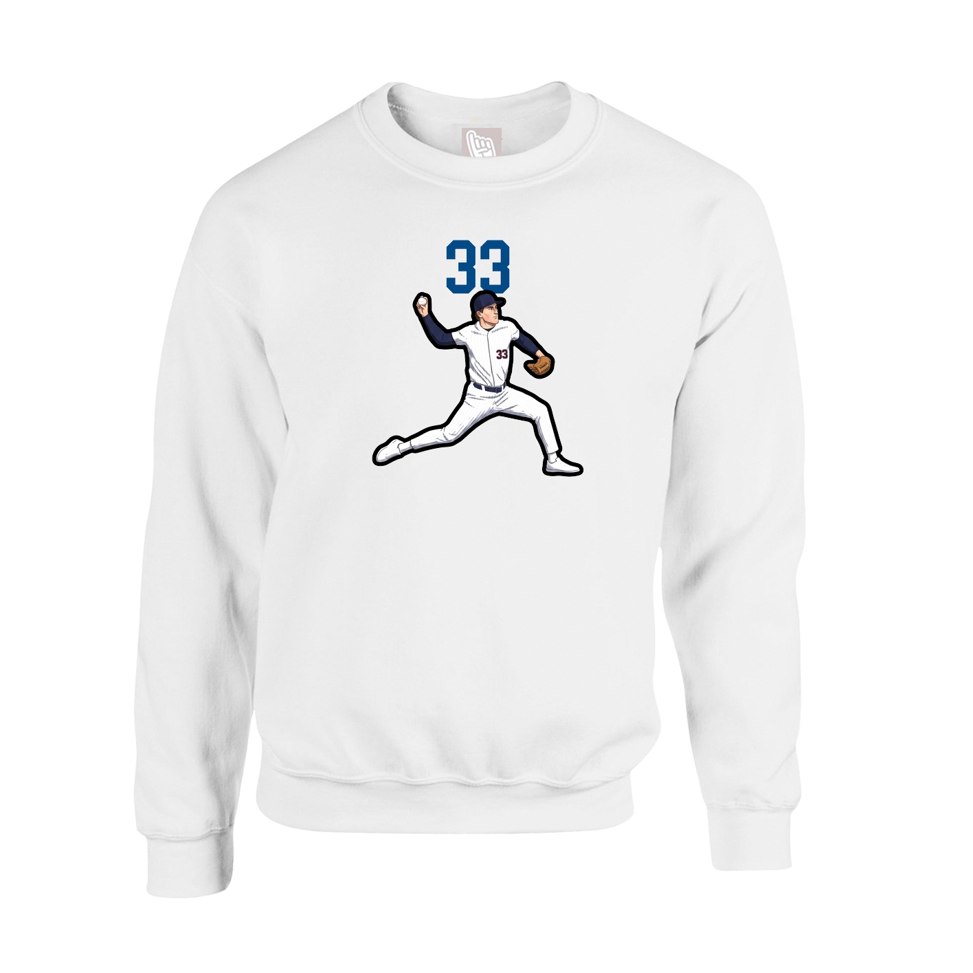 Fleece Crew — Number Top in White