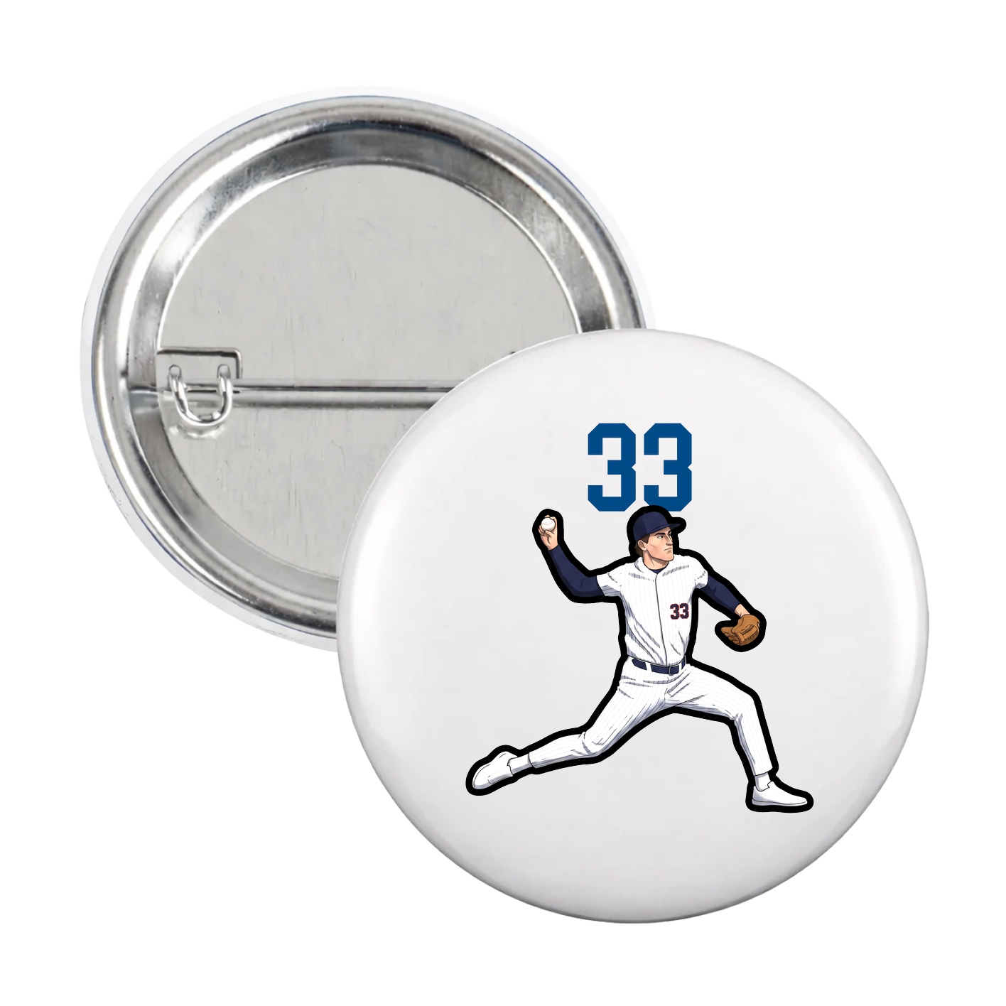 Game Day Button — Number Top in White